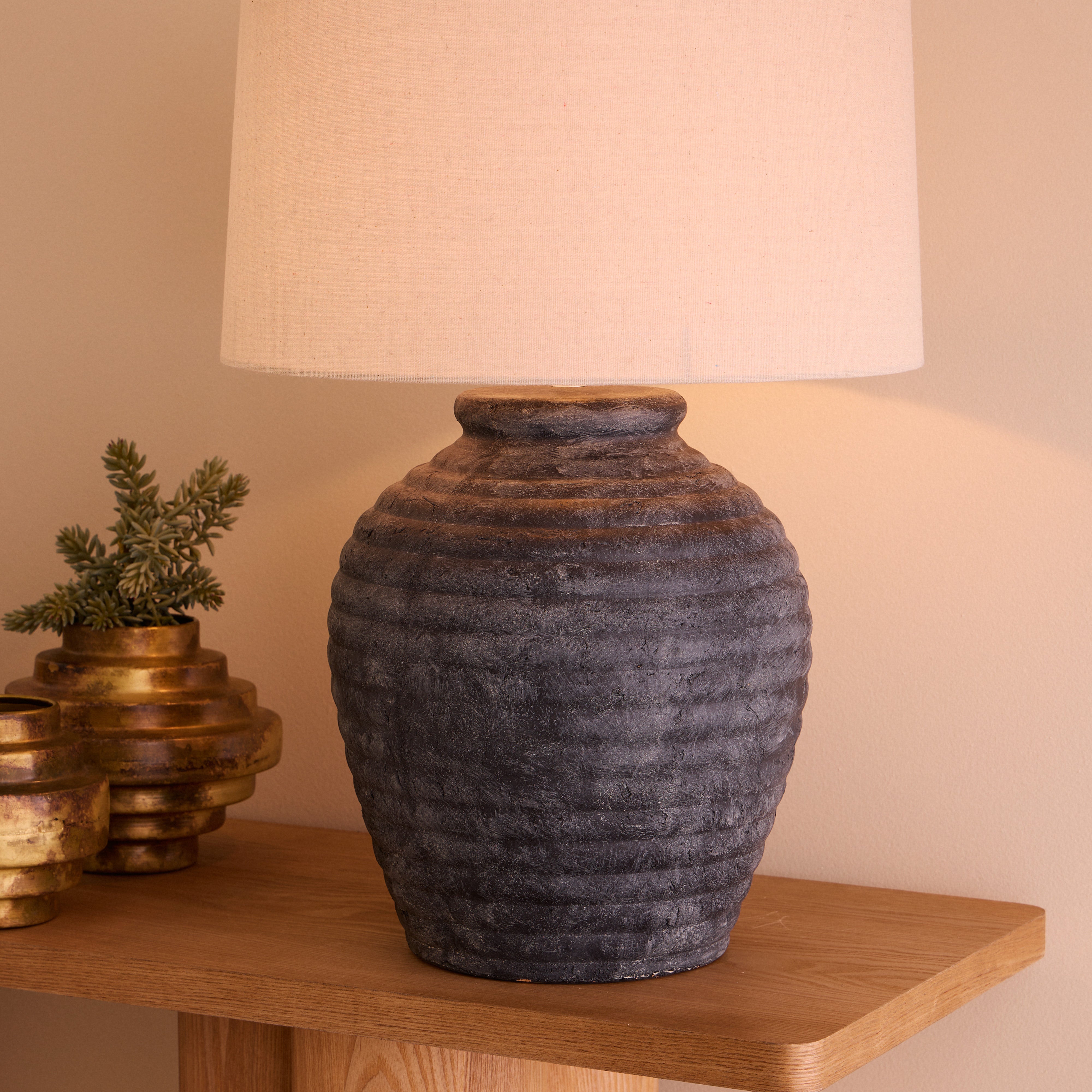 Amalfi Hanford Table Lamp Charcoal & Taupe