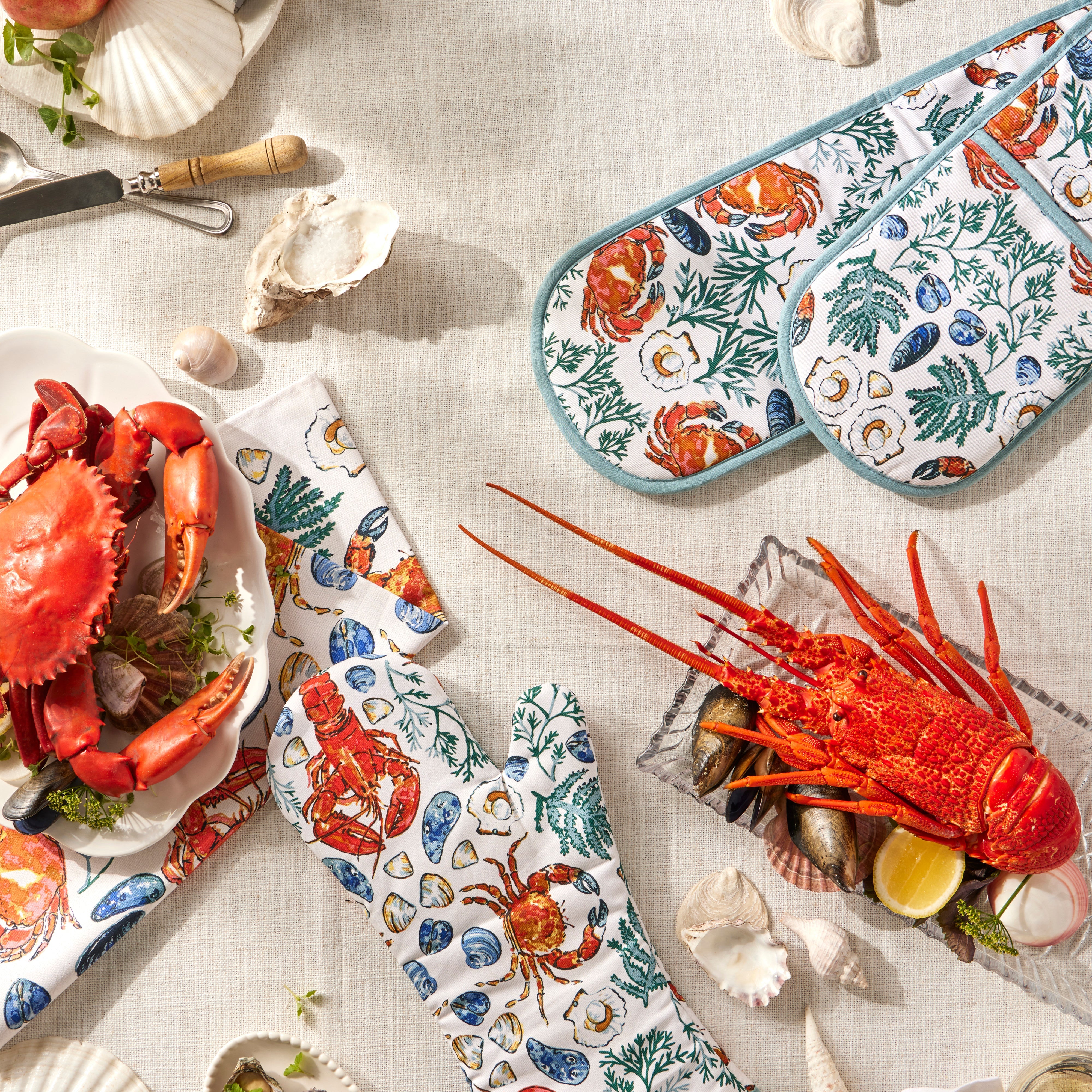 Ulster Weavers Shellfish Double Oven Glove Multi-Coloured