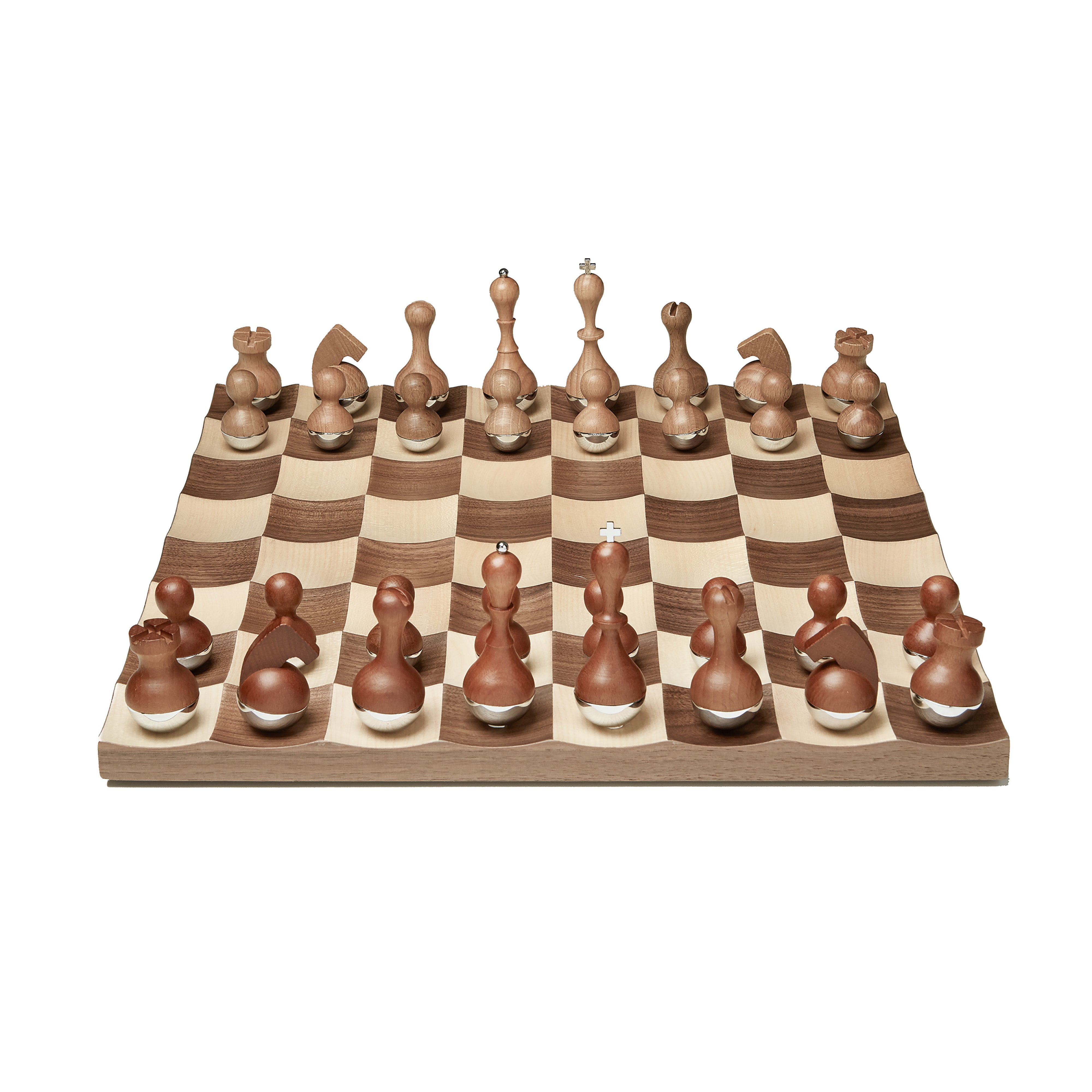 Umbra Wobble Chess Set Maple & Walnut