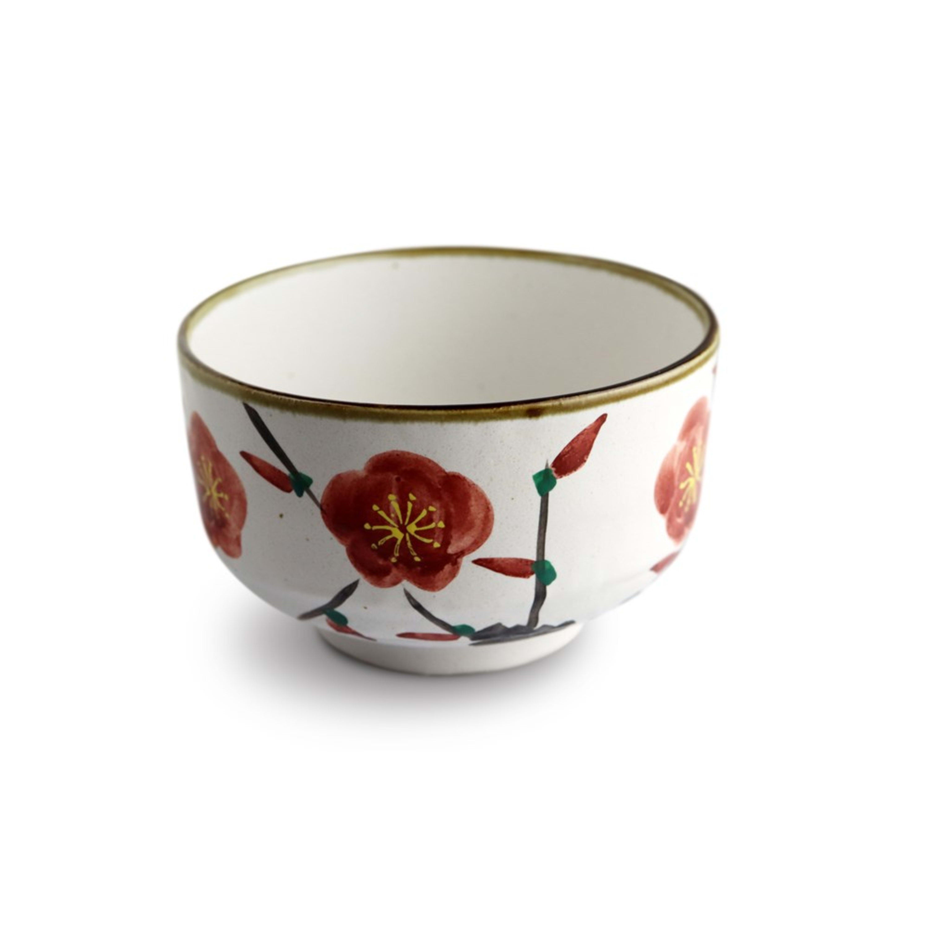 Omotenashi Hand Painted Matcha Bowl - Akaume 12x7.5cm