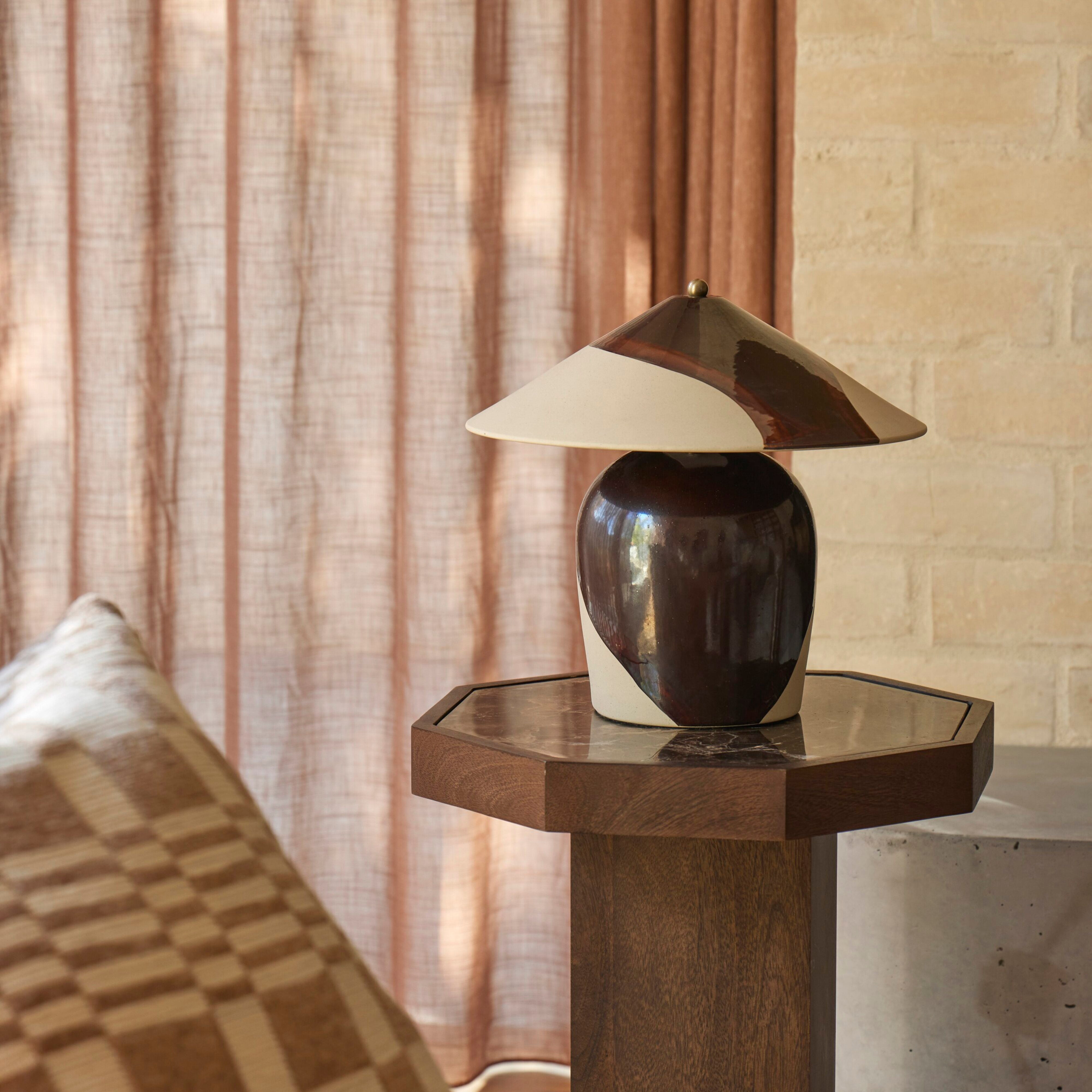 Amalfi Lyra Table Lamp Brown & Natural