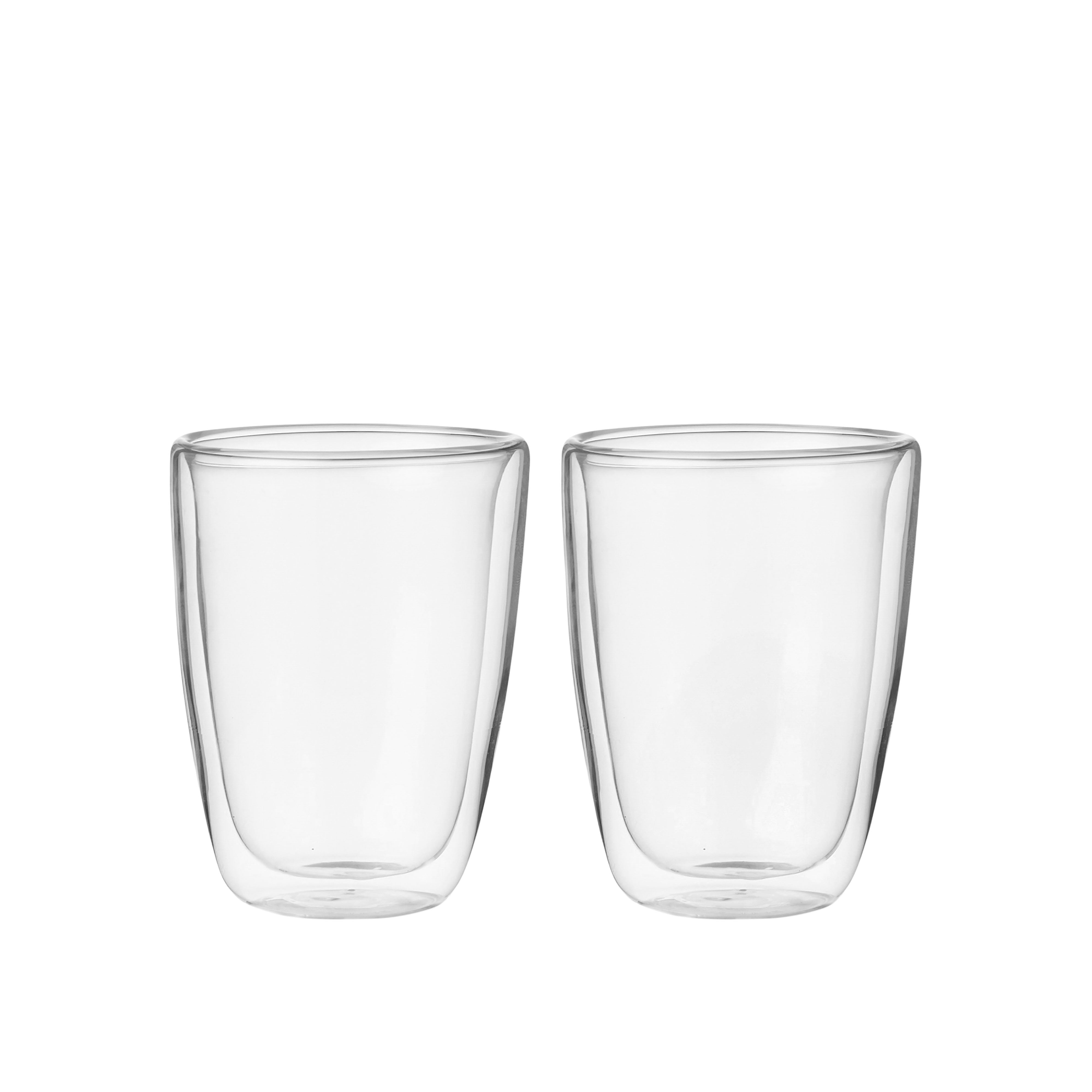 Leaf & Bean Double Wall Glass 2 Piece Set 350ml Tall Clear