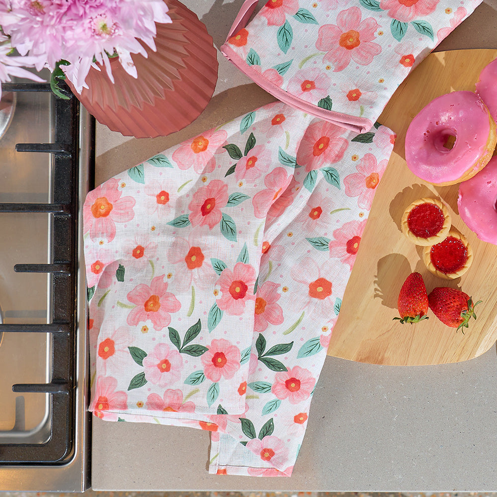 Annabel Trends Linen Tea Towel Meadow Blush