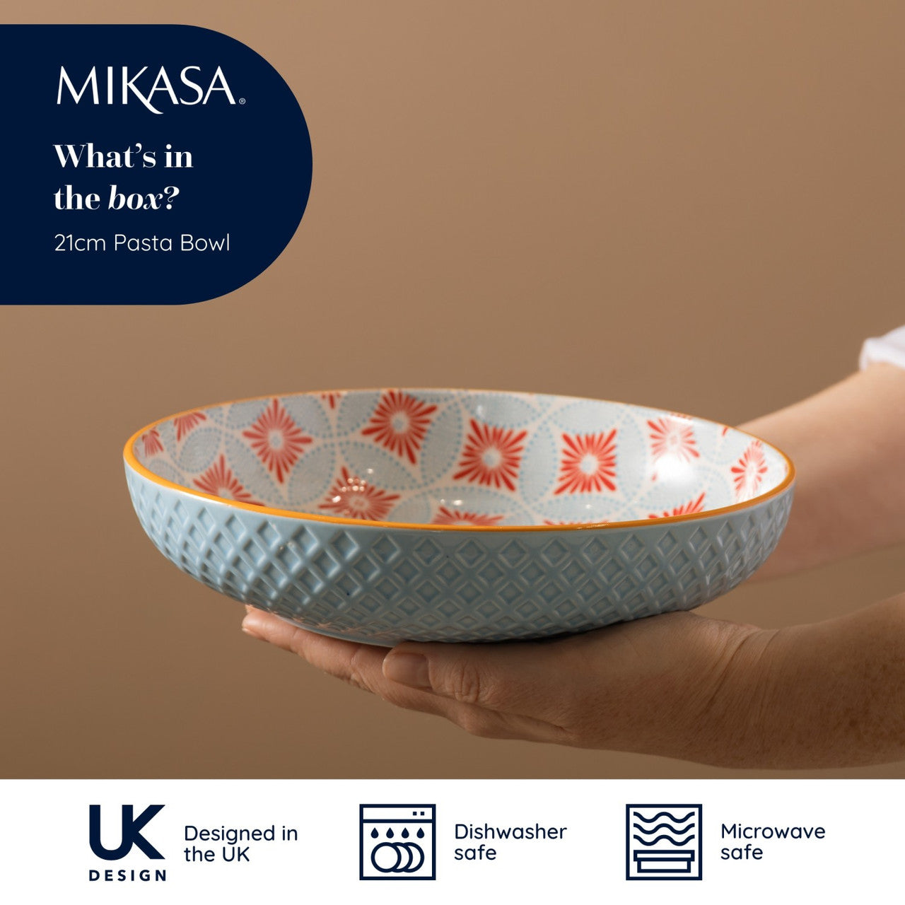 Mikasa Glazed Stoneware Coupe Bowl 21cm (Blue Mosaic)