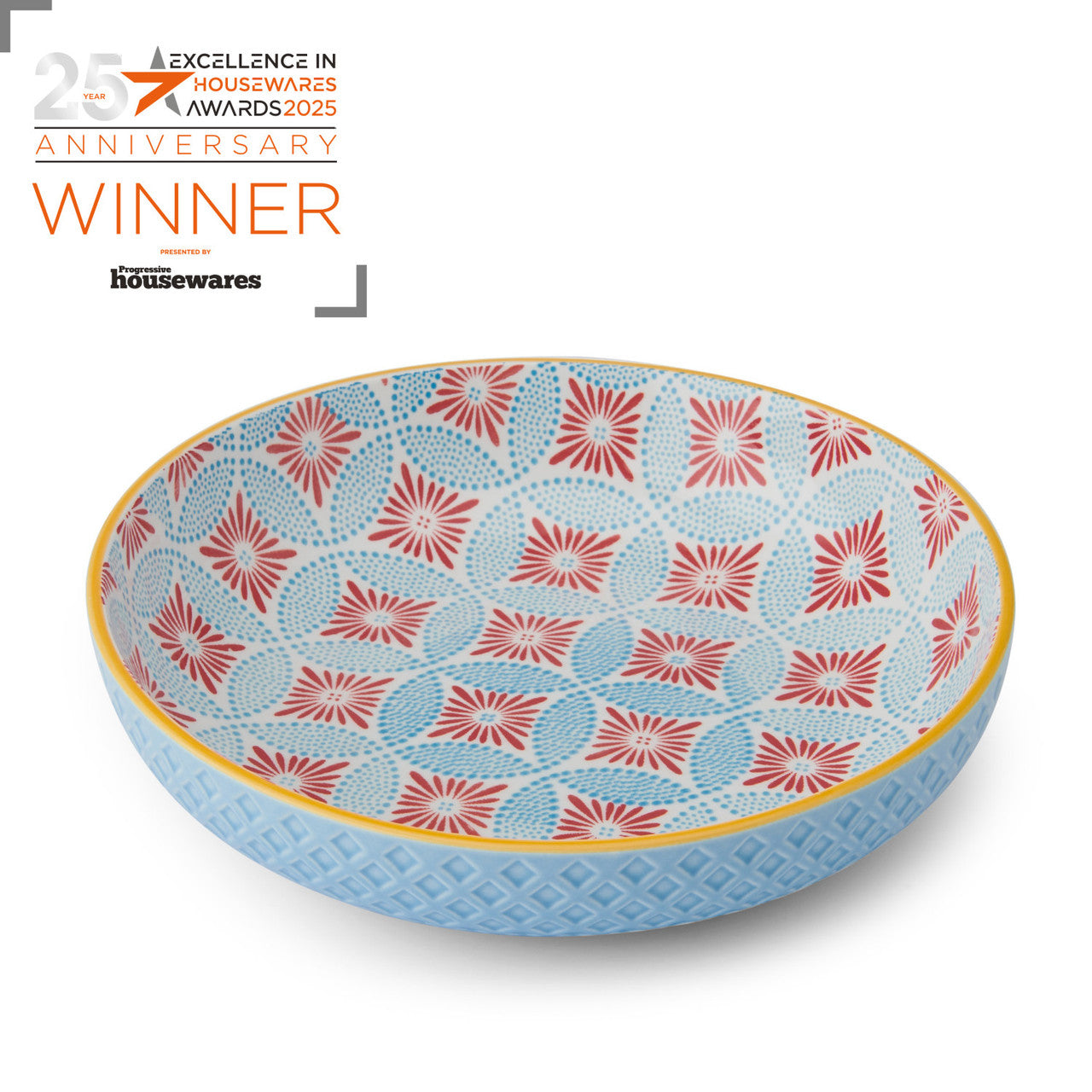 Mikasa Glazed Stoneware Coupe Bowl 21cm (Blue Mosaic)