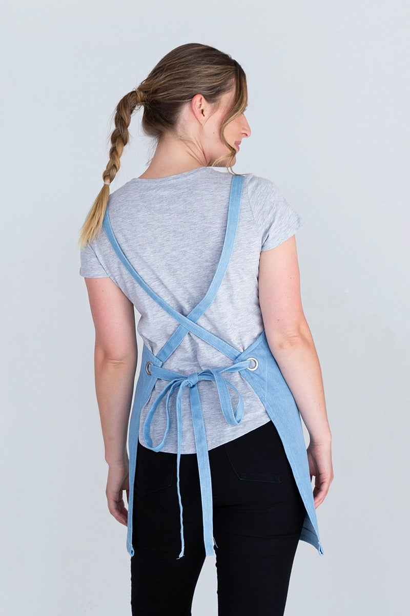 Aussie Chef Mia Bib Apron - Denim Chambray Blue