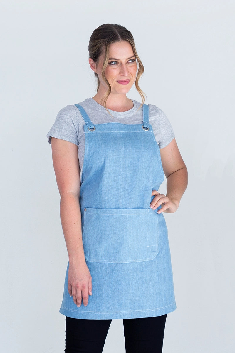 Aussie Chef Mia Bib Apron - Denim Chambray Blue