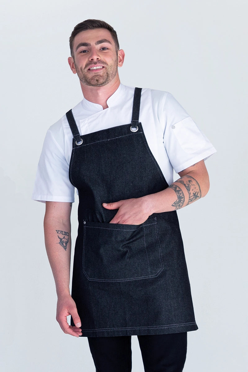 Aussie Chef Mia Bib Apron - Denim Black