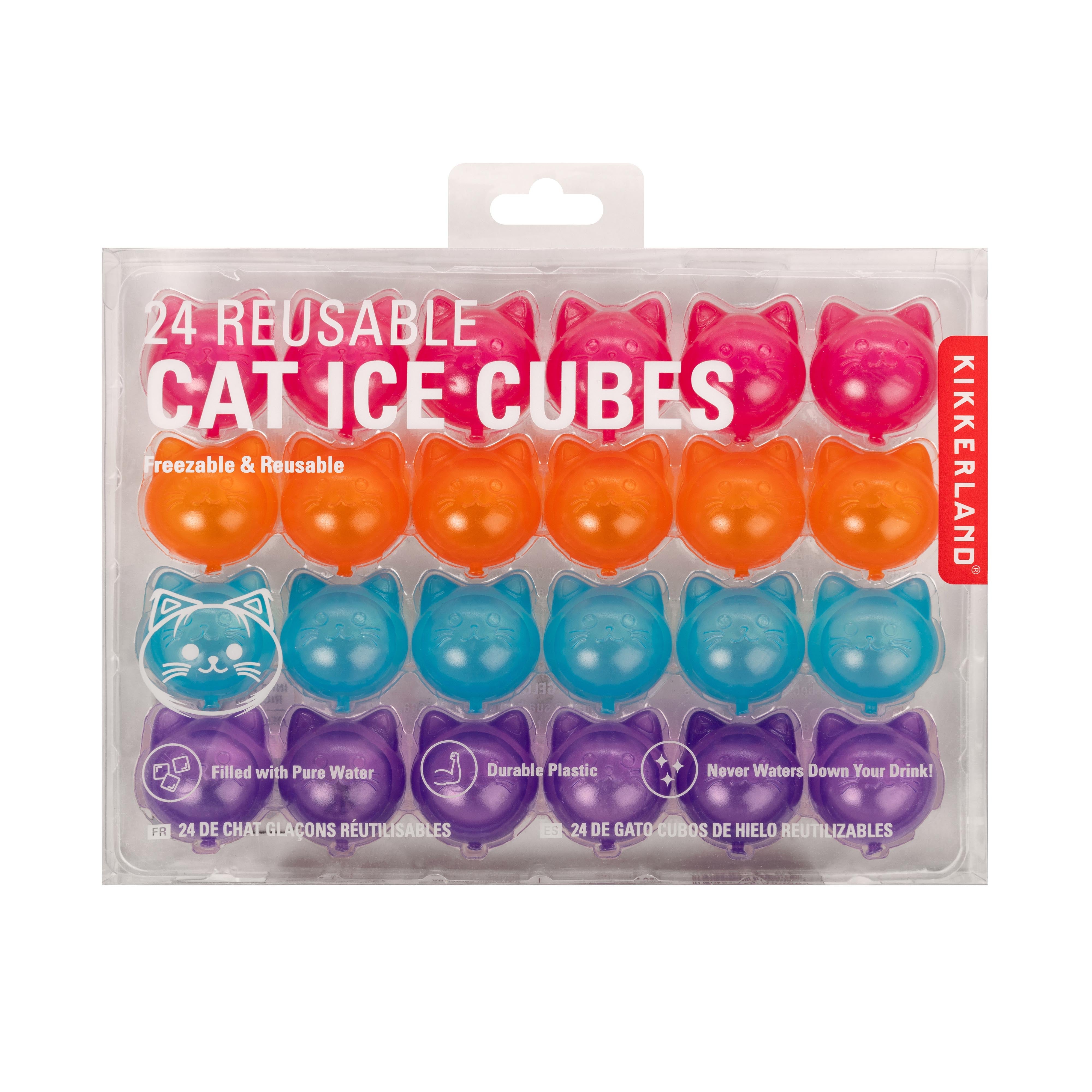 Kikkerland Reusable Cat Ice Cubes 24 Piece Set Multi-Coloured