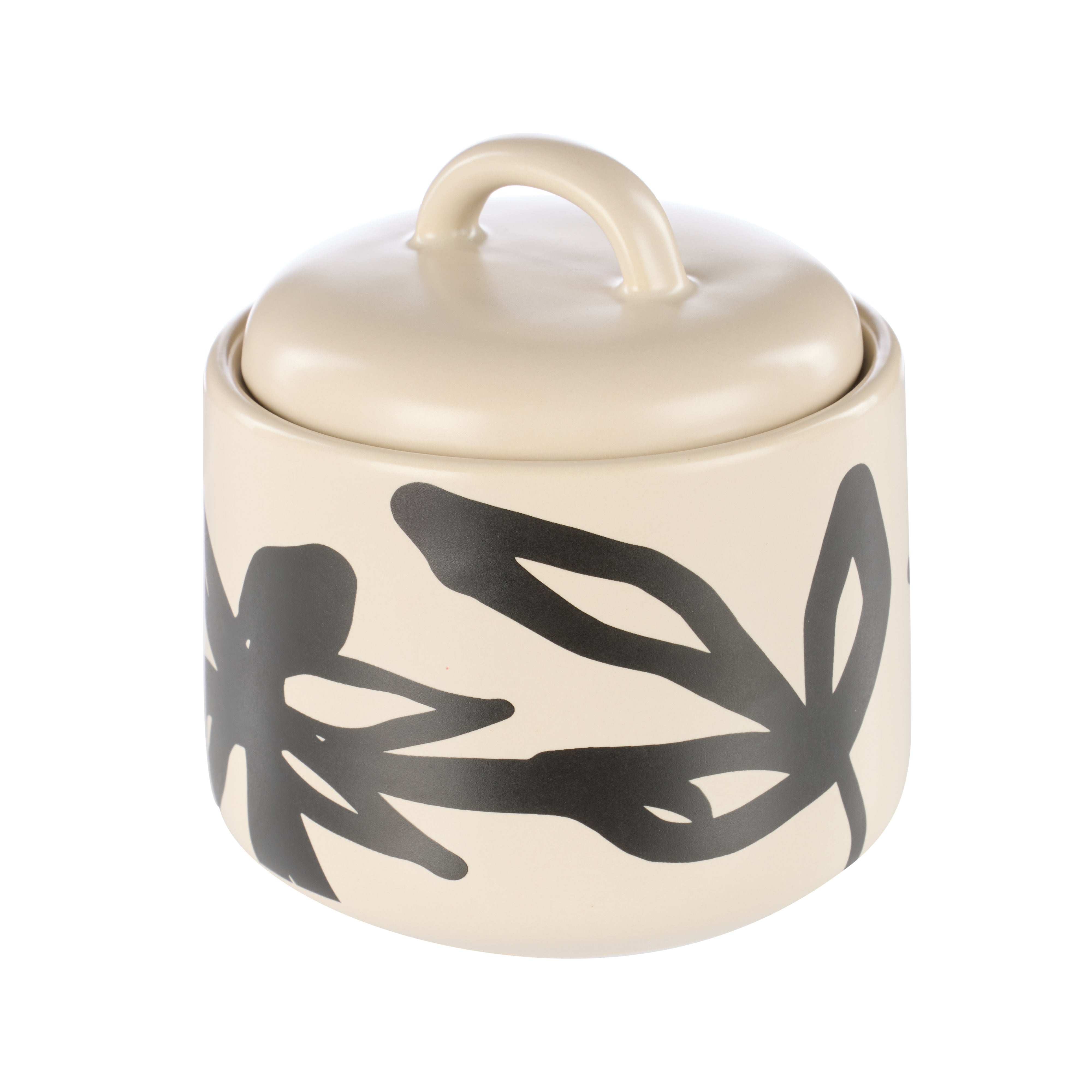 Leaf & Bean Freya Sugar Pot 350ml Oat & Black