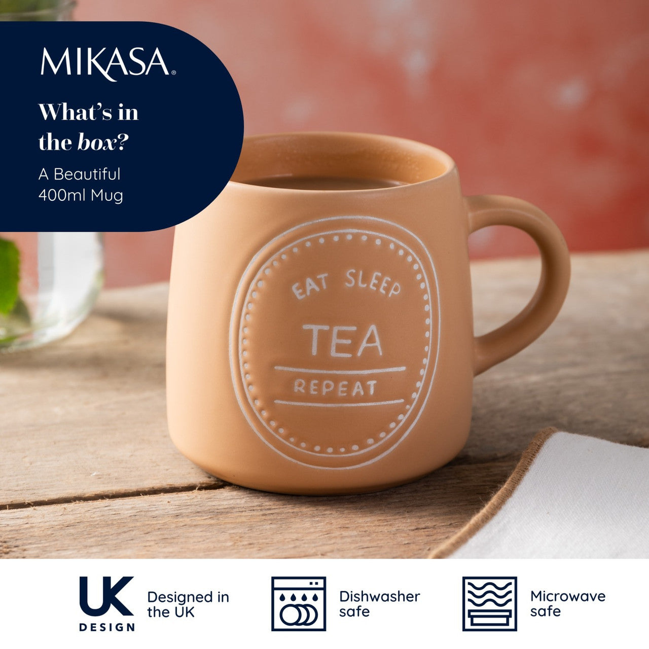 Mikasa Stoneware Mug 400ml (Eat Sleep Tea)