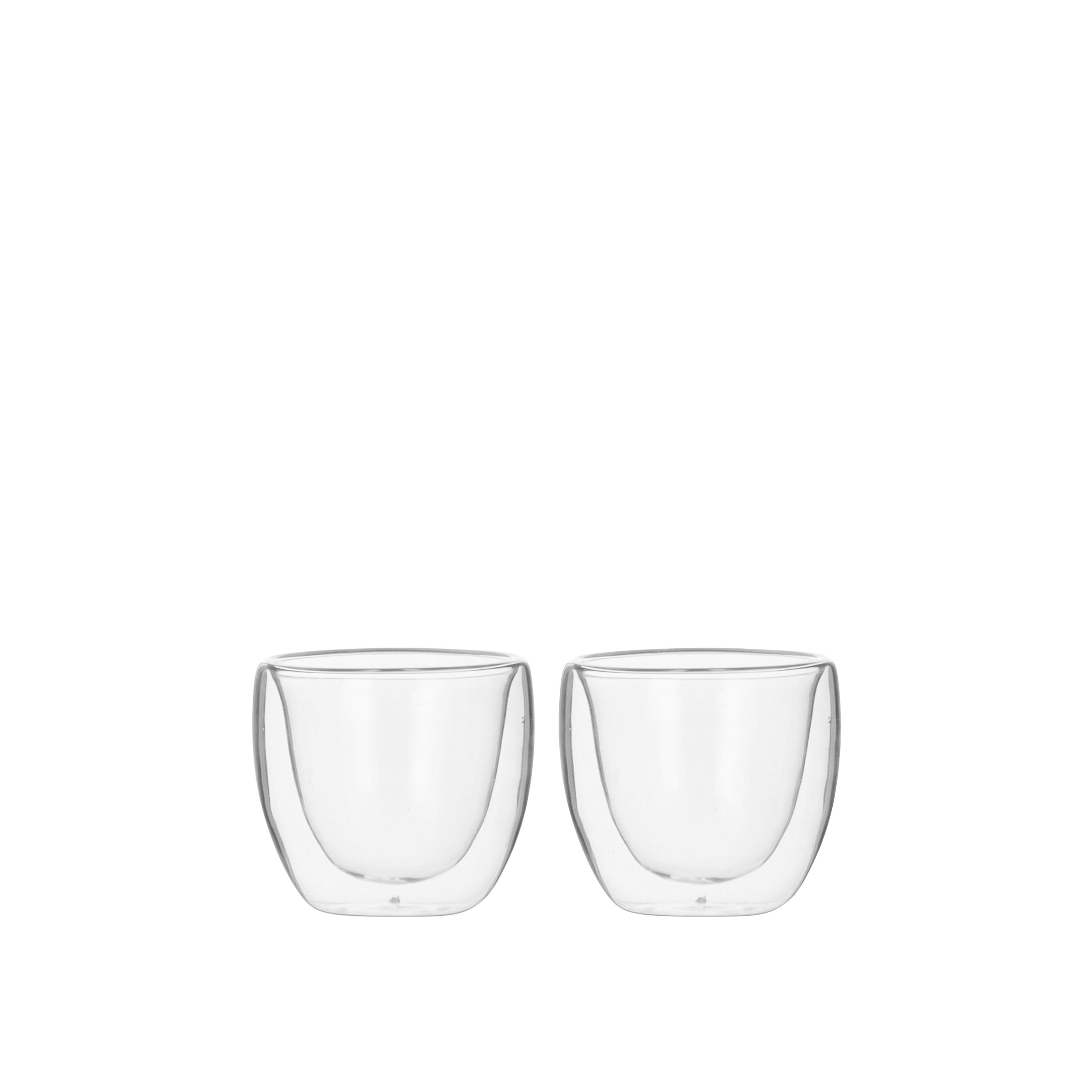 Leaf & Bean Double Wall Glass 2 Piece Set 80ml Clear