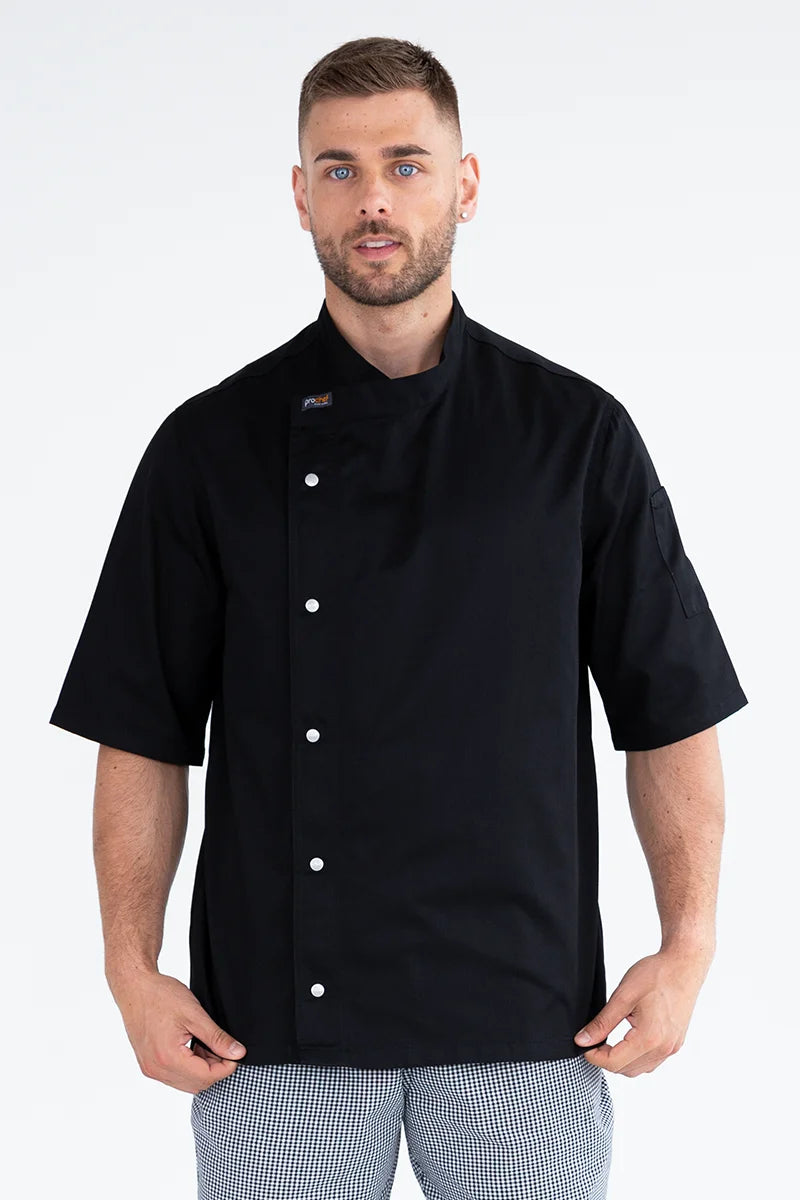 Aussie Chef Tunic Black Short Sleeve - L