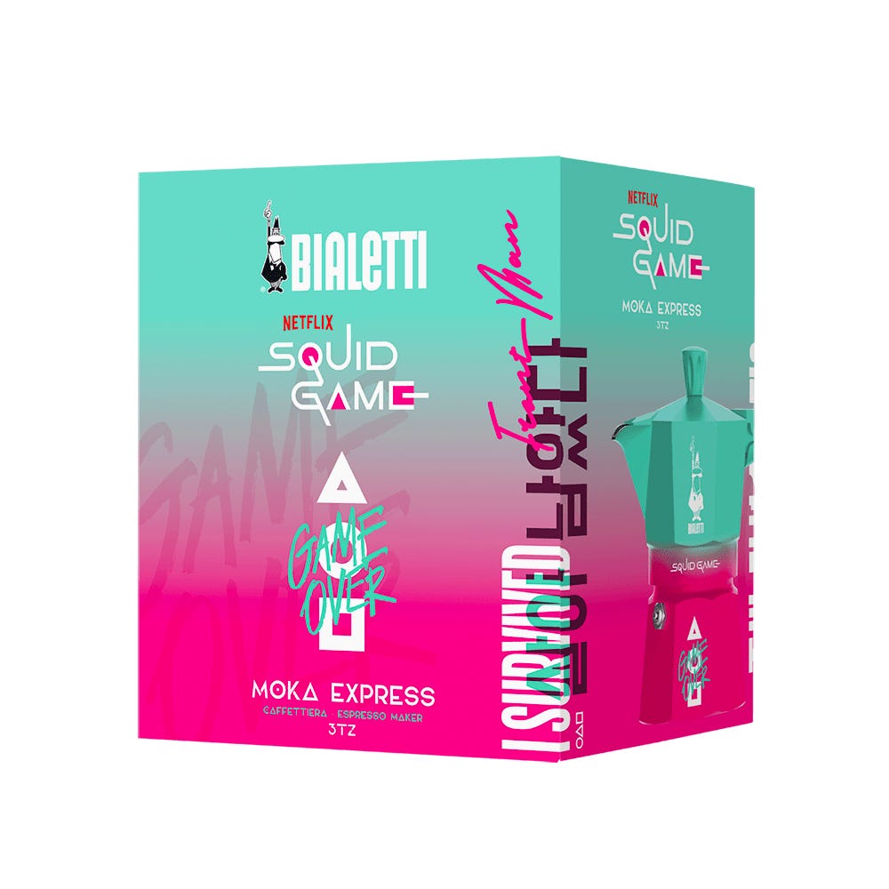 Bialetti Squid Game Moka Express 6 Cup (270 ml) Stovetop Coffee Maker