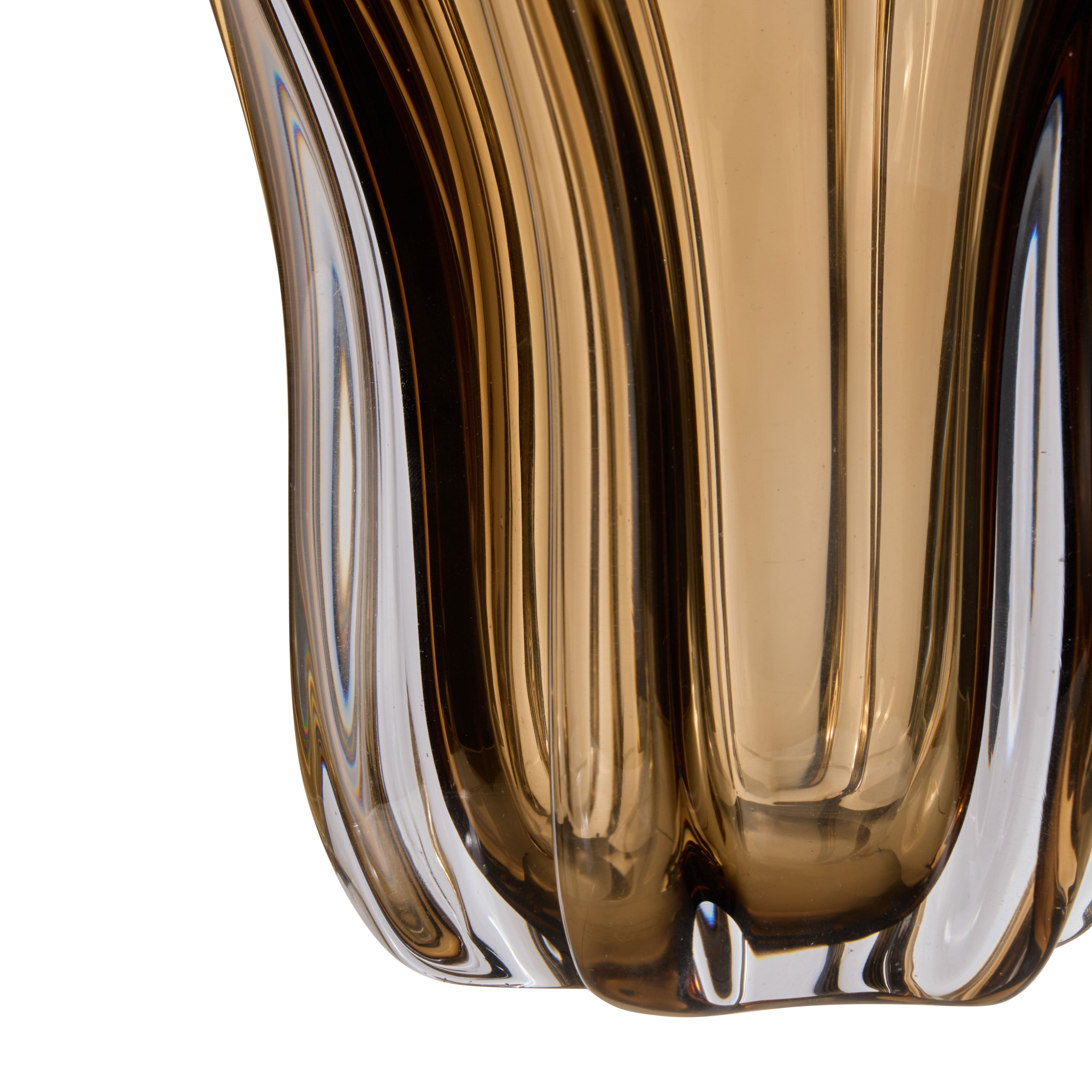 Amalfi Wavy Glass Vase Amber