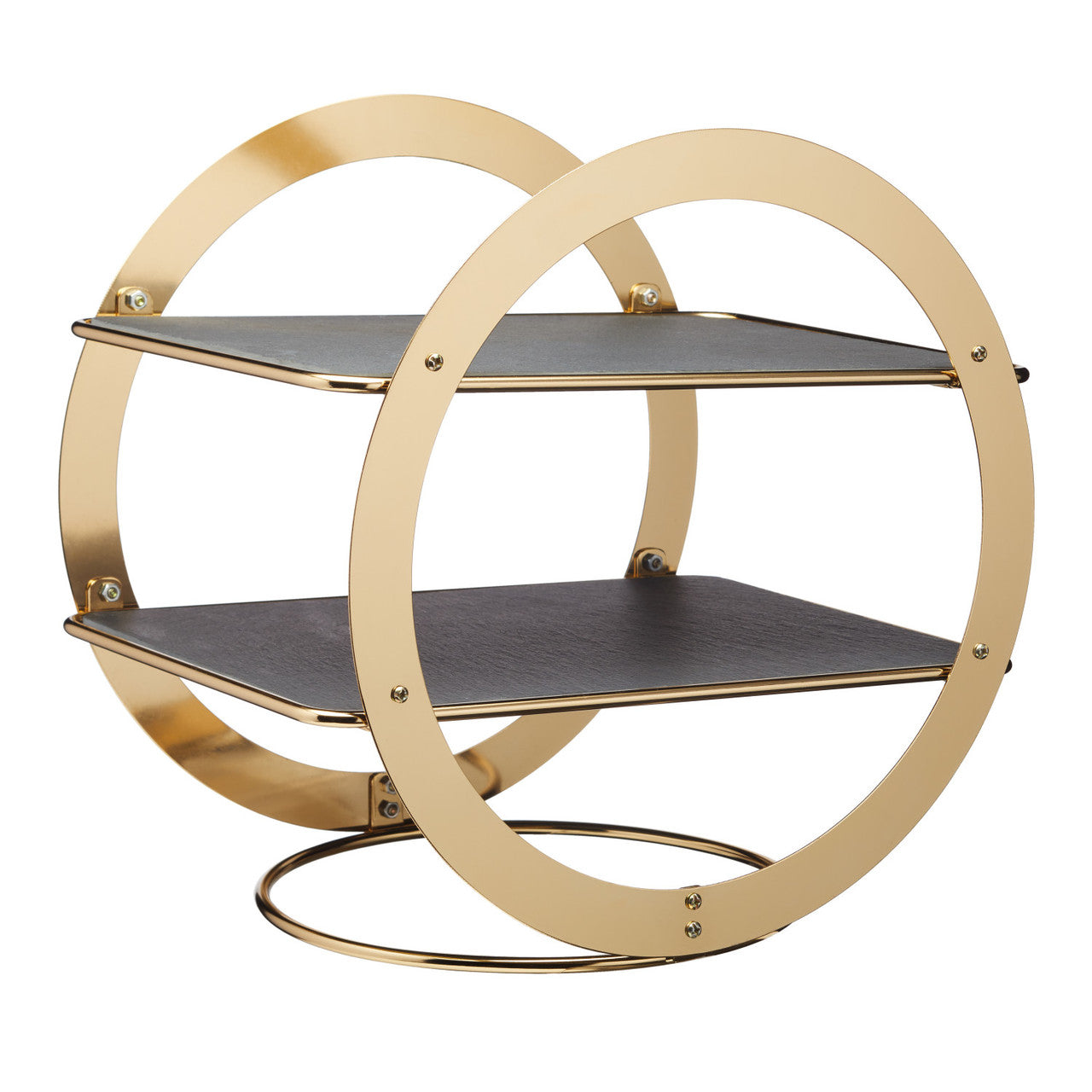 Artesà Geometric Brass Serving Stand with Slate Platters