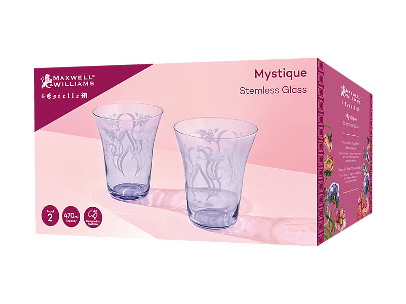 Maxwell & Williams Estelle Michaelides Mystique Stemless Glass Violet 470ml 2 Piece