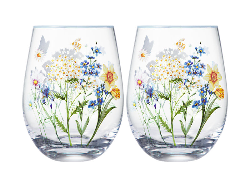 Maxwell & Williams Fluttering Meadow Stemless Glass 550ml 2 Piece