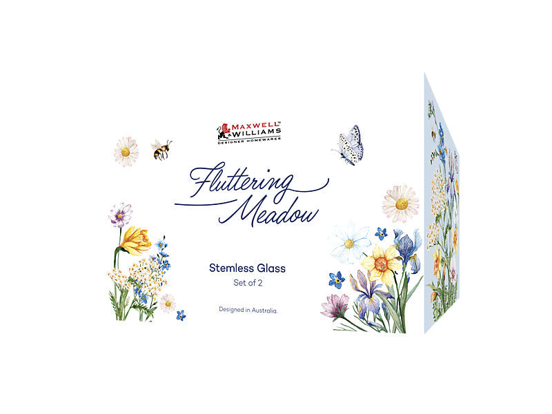 Maxwell & Williams Fluttering Meadow Stemless Glass 550ml 2 Piece
