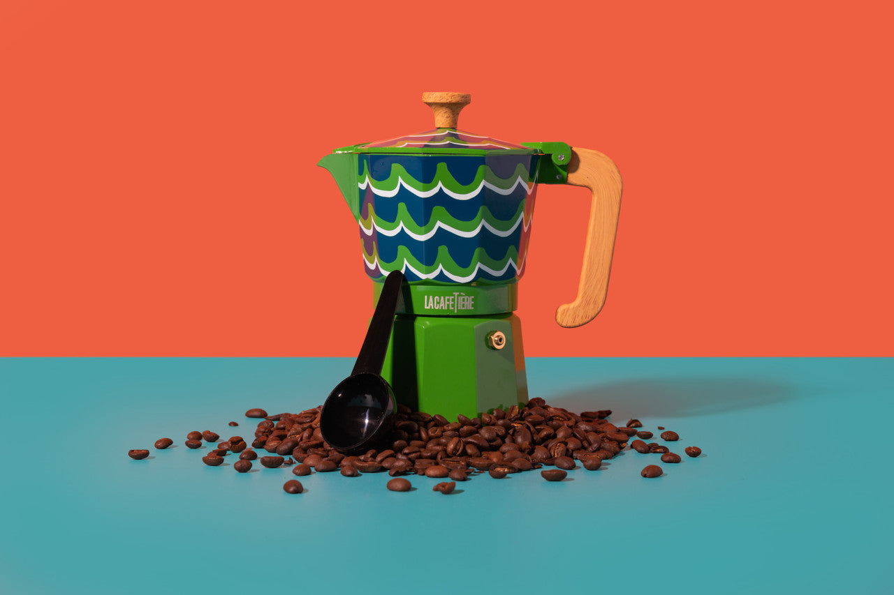 La Cafetière Venice Aluminium Espresso Maker 6 Cup / 290ml (Cyan Tides)