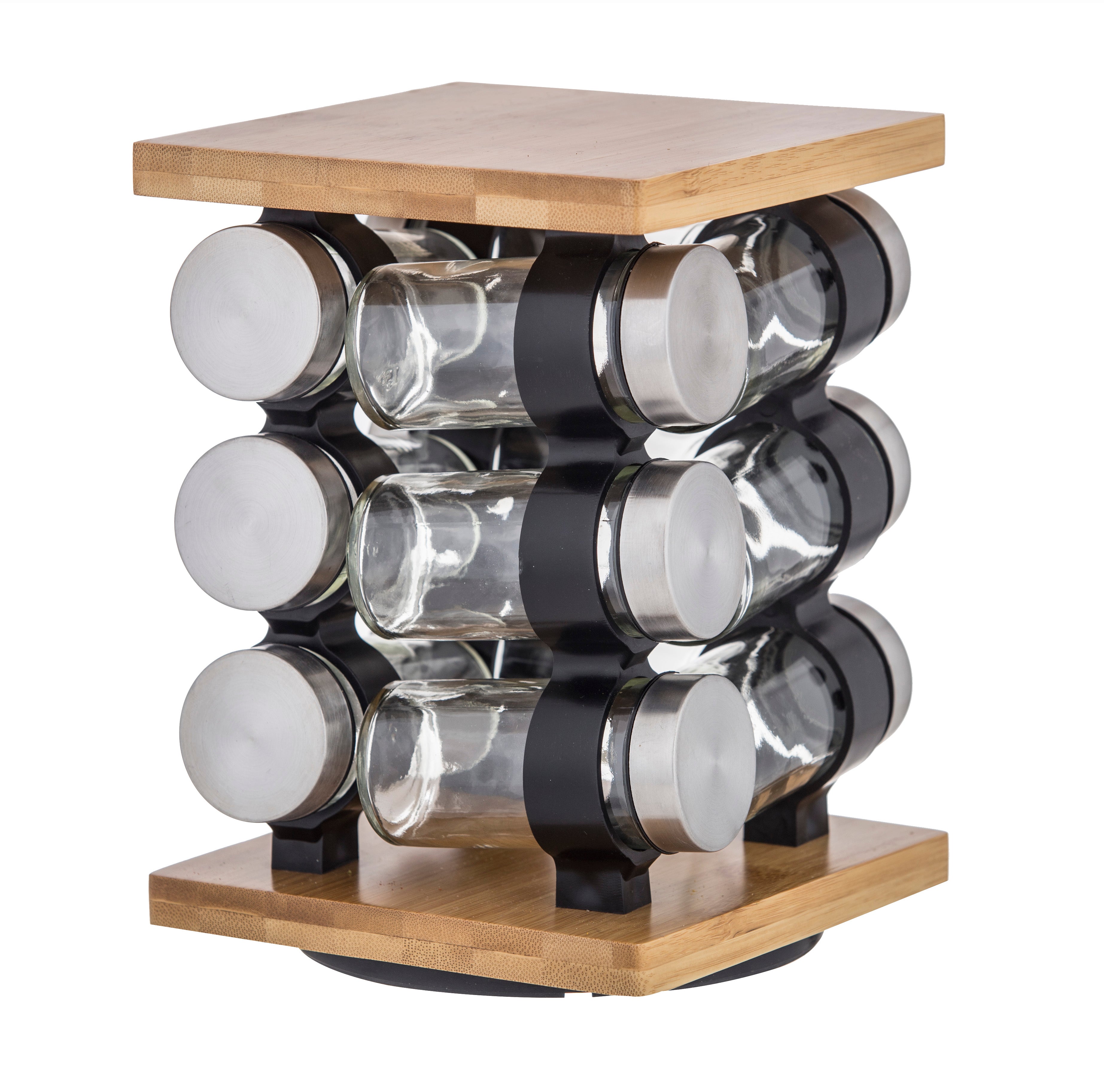 Davis & Waddell Romano Spice Jar Set with Rack 12 Piece Set Natural & Clear