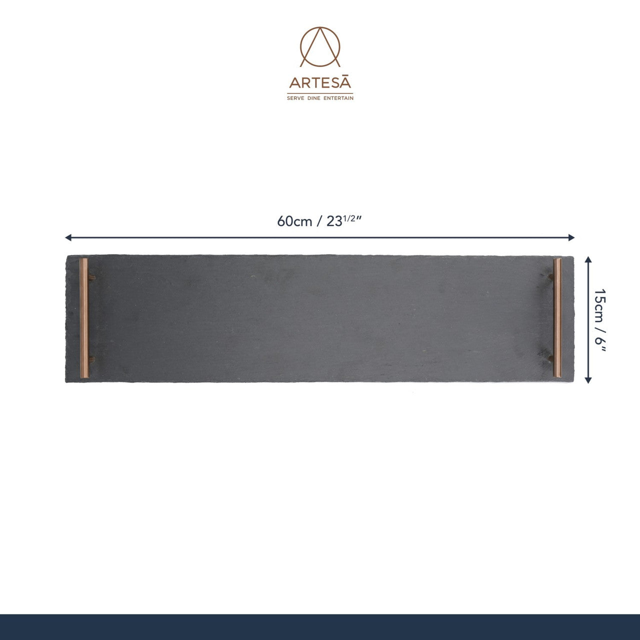 Artesà Slate Serving Platter with Copper Handles 60cm