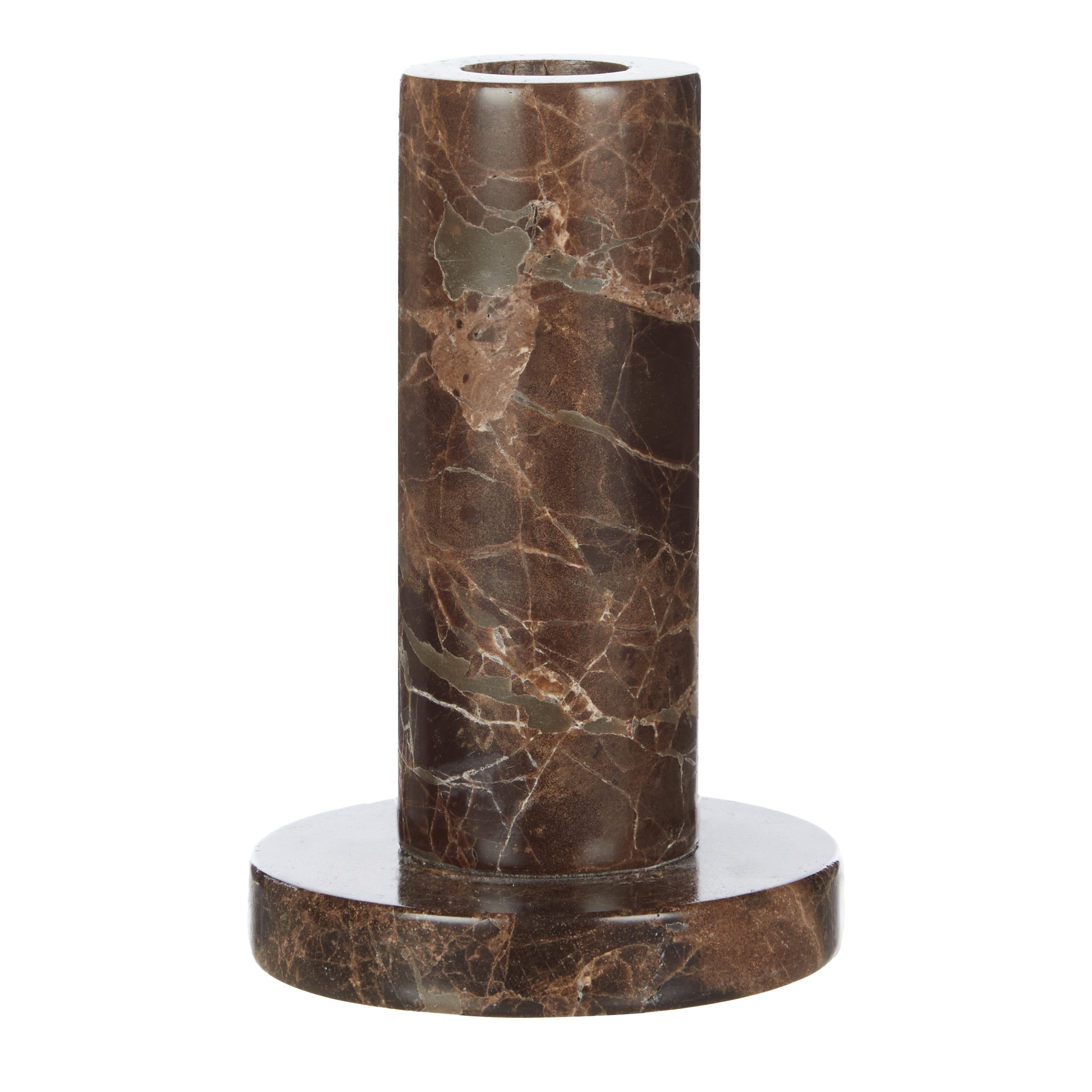 Academy Albert Marble Candle Holder Small Brown