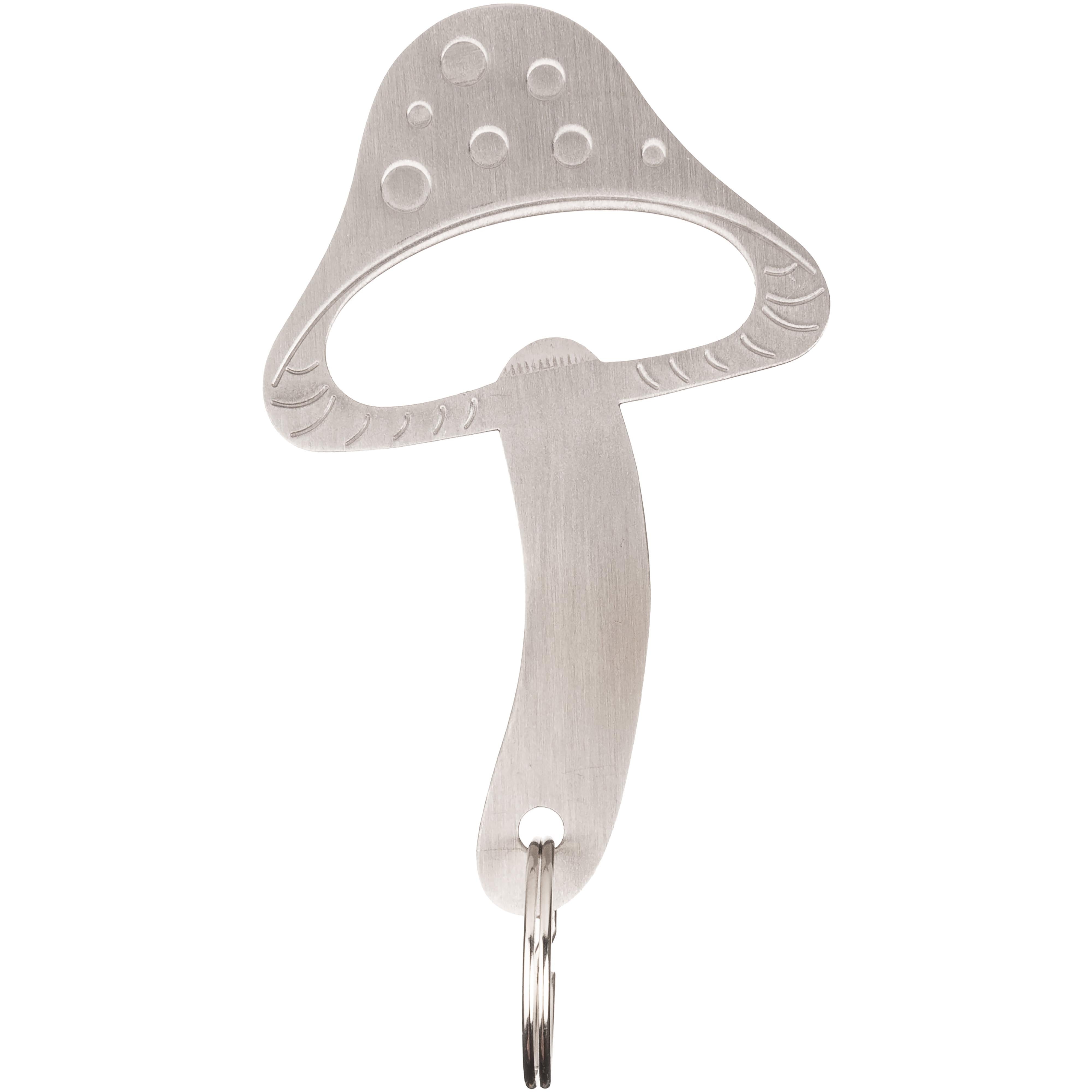 Kikkerland Mushroom Keychain Bottle Opener Silver