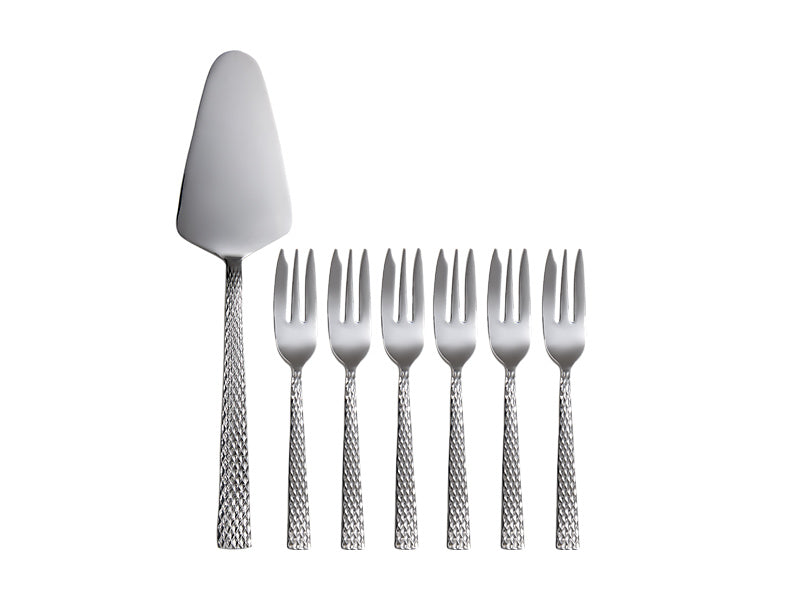 Maxwell & Williams Diamonds Cake Server & Fork Set Stainless Steel 7 Piece