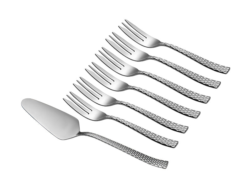 Maxwell & Williams Diamonds Cake Server & Fork Set Stainless Steel 7 Piece
