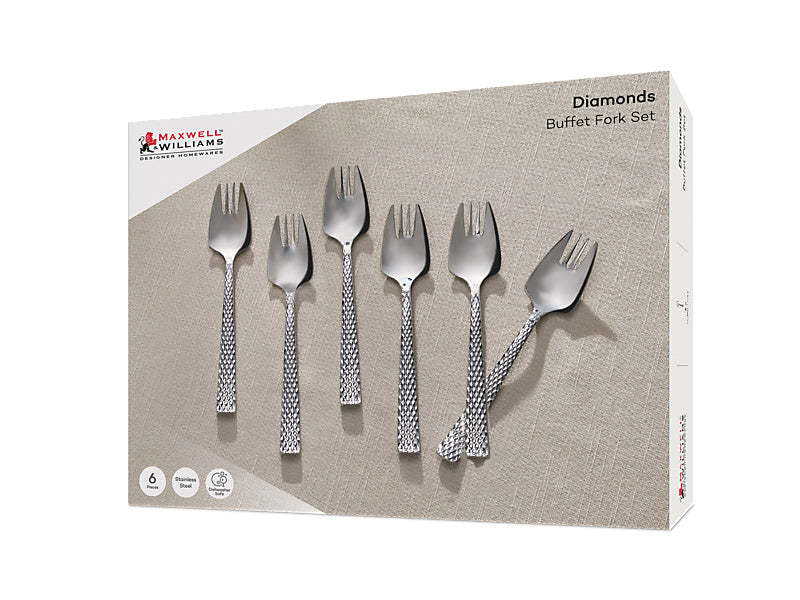 Maxwell & Williams Diamonds Buffet Fork Set Stainless Steel 6 Piece