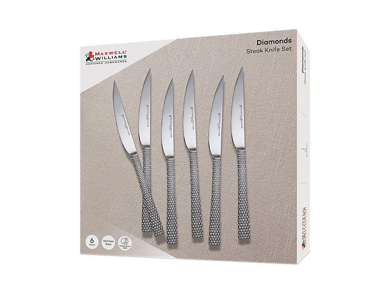 Maxwell & Williams Diamonds Steak Knife Set Stainless Steel 6 Piece