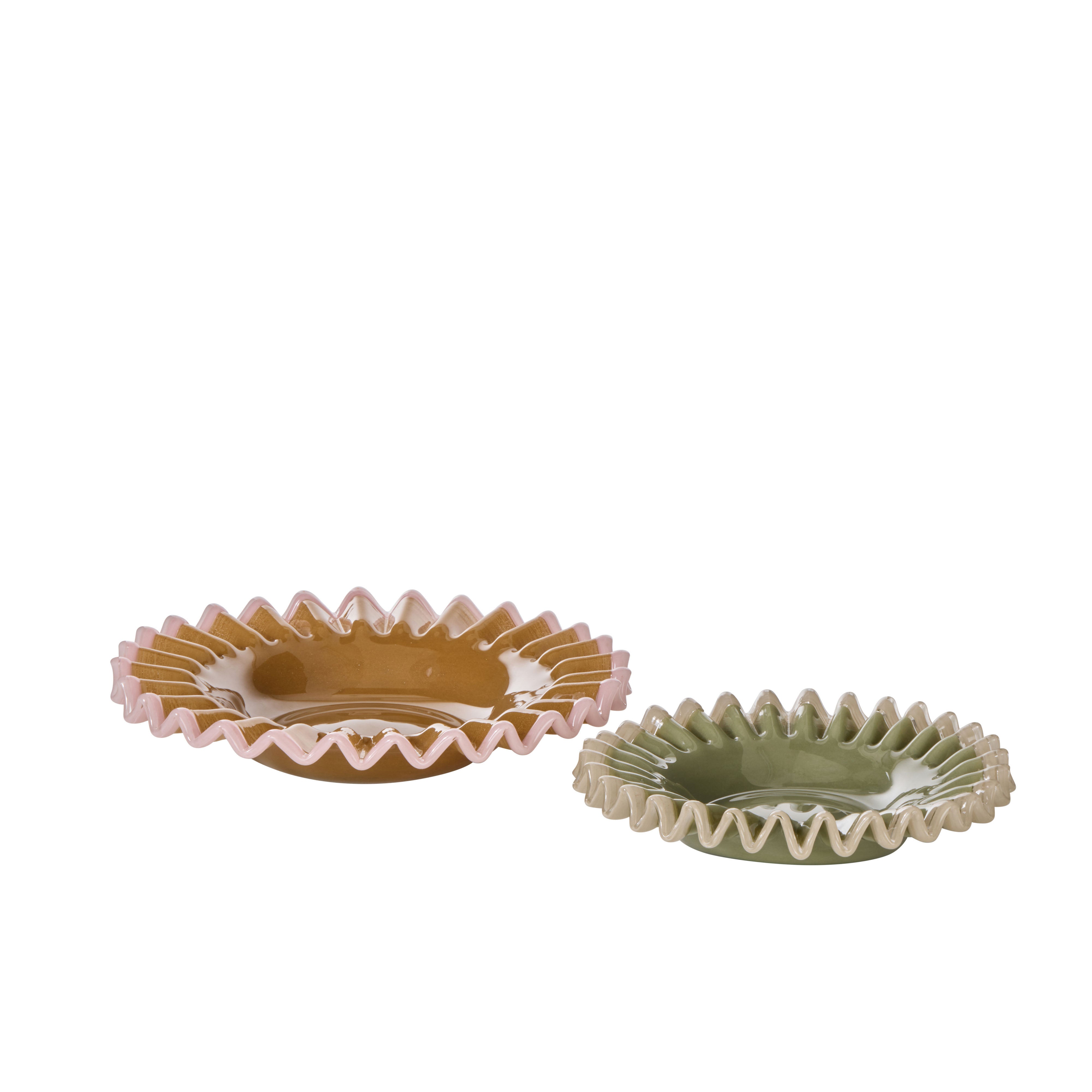 Amalfi Sigrid Frill Dish Small Green & Grey