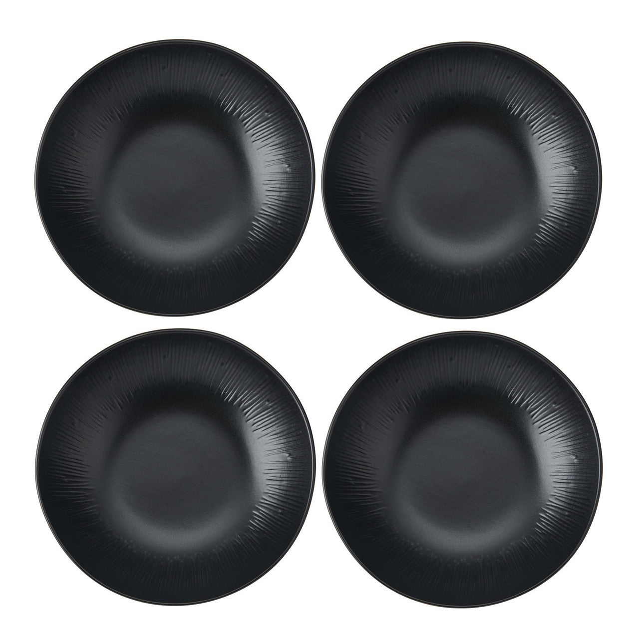 Mikasa Jardin Midnight Stoneware Pasta Bowl Set 4 Piece 20cm (Black)