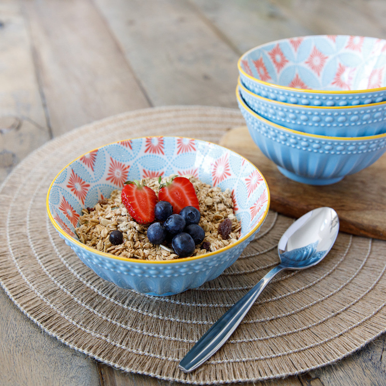 Mikasa Glazed Stoneware Bowl 15.5cm (Blue Mosaic)