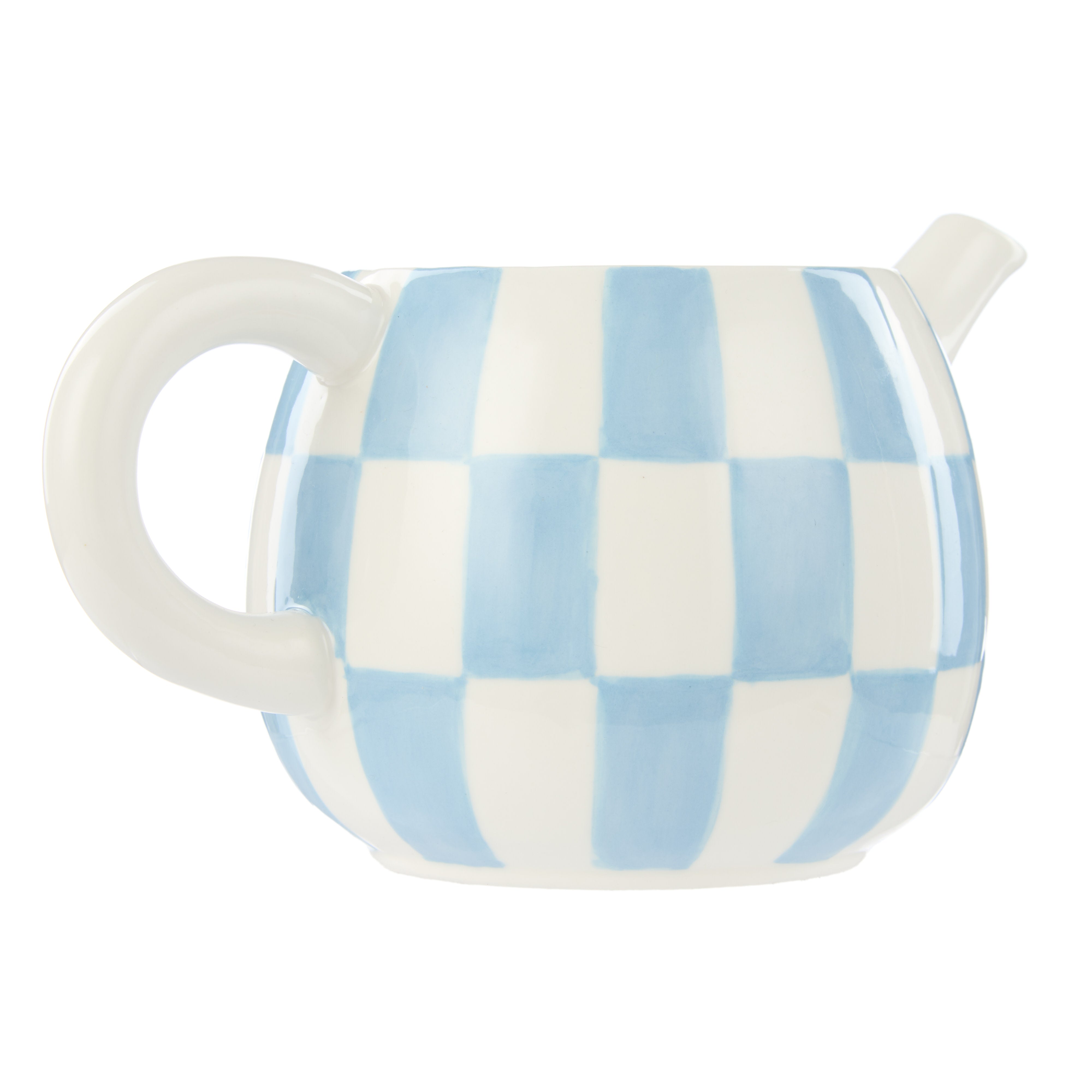 Emporium Check Teapot 700ml Blue & Orange