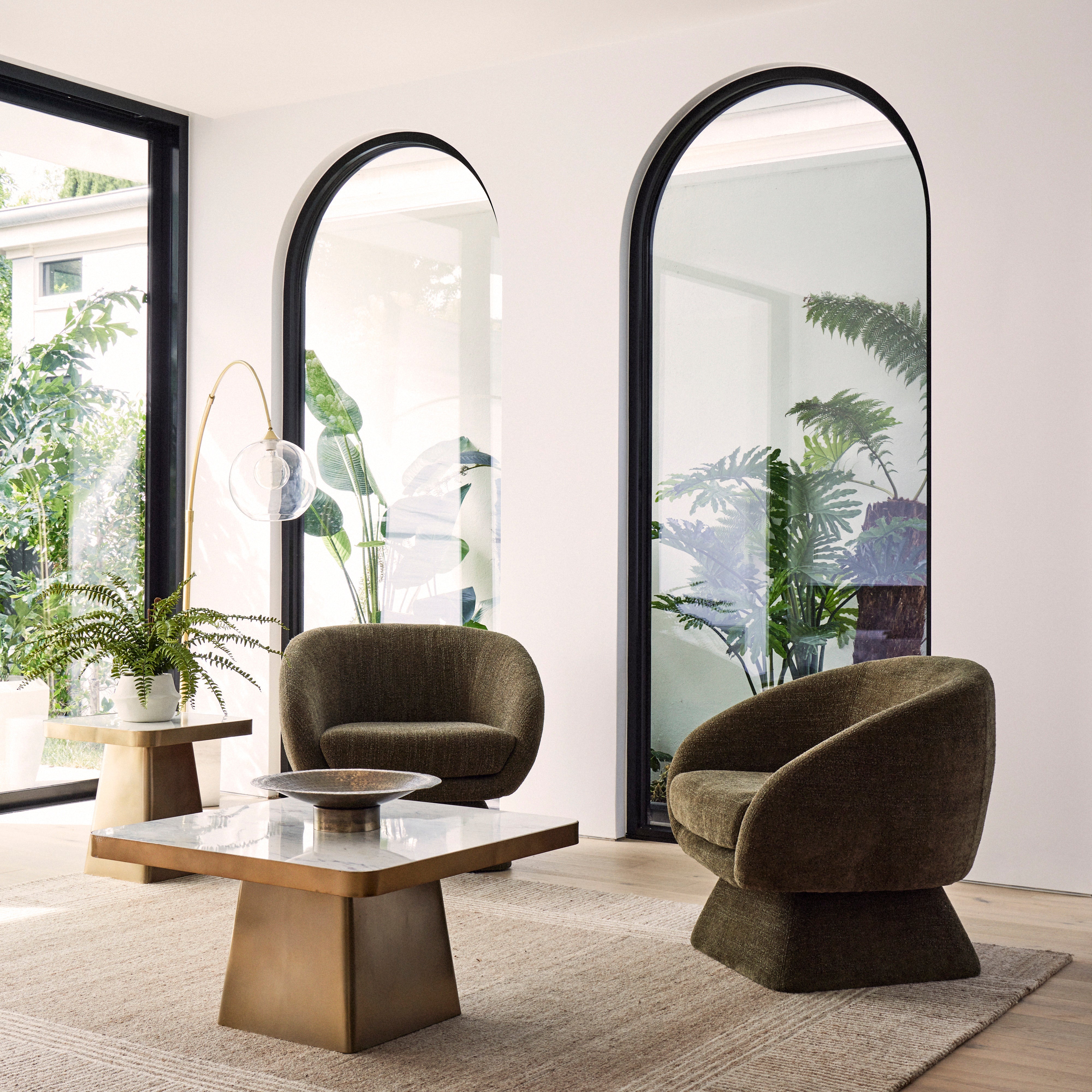 Grand Designs Cailen Floor Lamp Brass & White