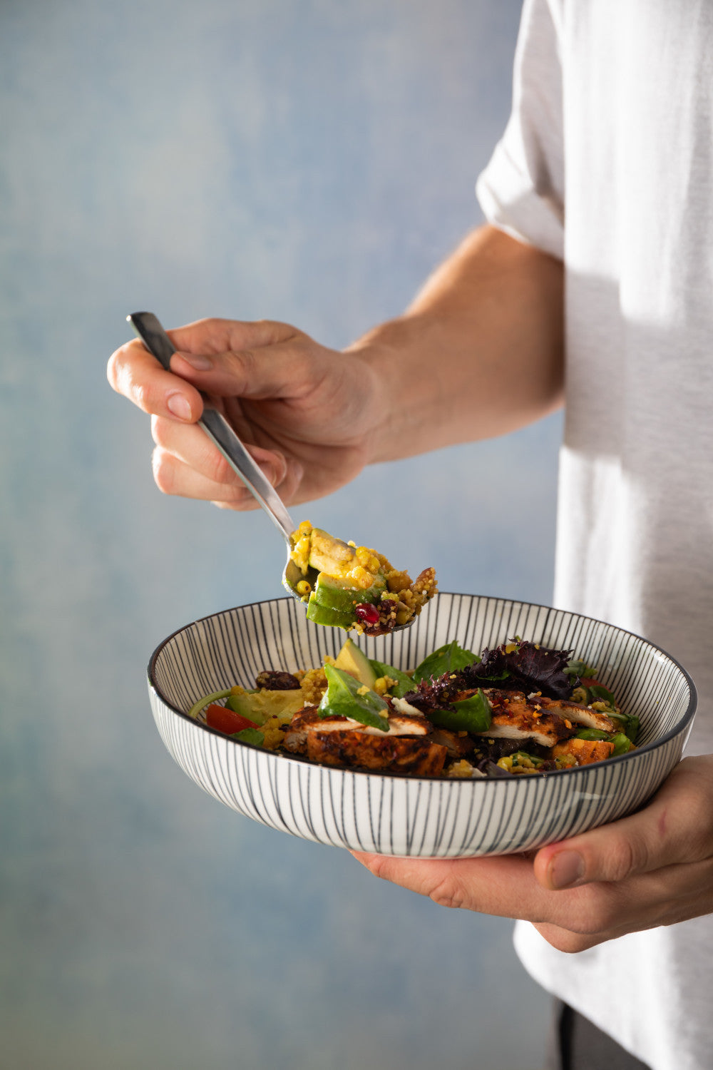 Mikasa Glazed Stoneware Coupe Bowl 21cm (Black Stripe)