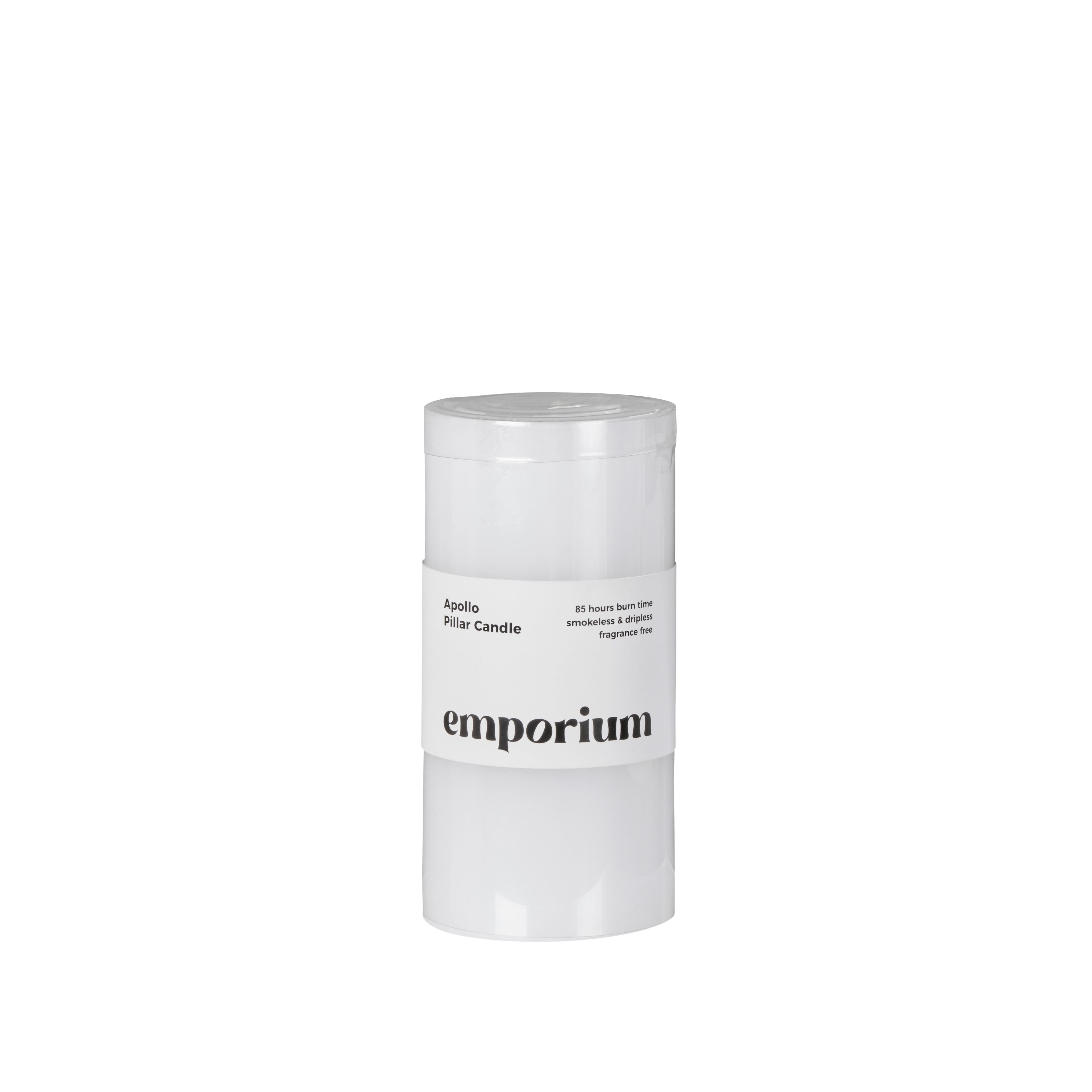 Emporium Apollo Pillar Candle 15cm White