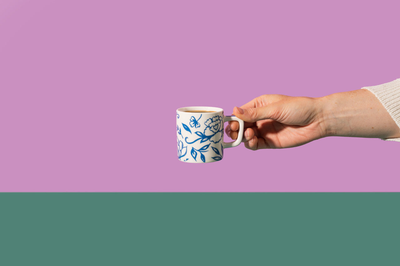 La Cafetière Ceramic Espresso Cup 120ml (White Blu Fiorato)