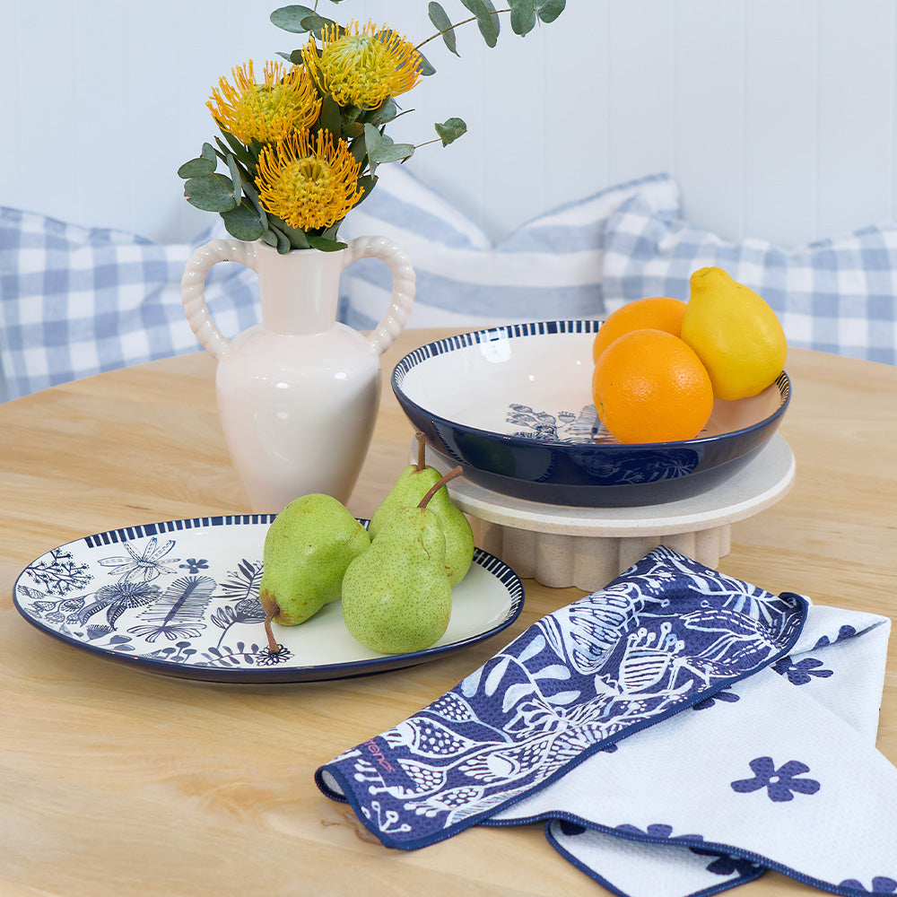 Annabel Trends Ceramic Platter Navy Natives