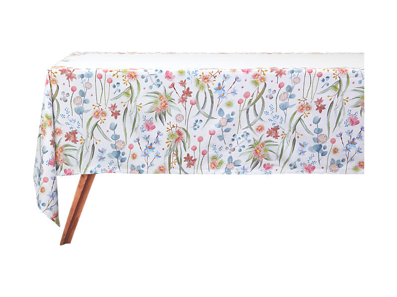 Maxwell & Williams Royal Botanic Gardens Eucalyptus Bloom Cotton Tablecloth Petrol 270 x 150cm