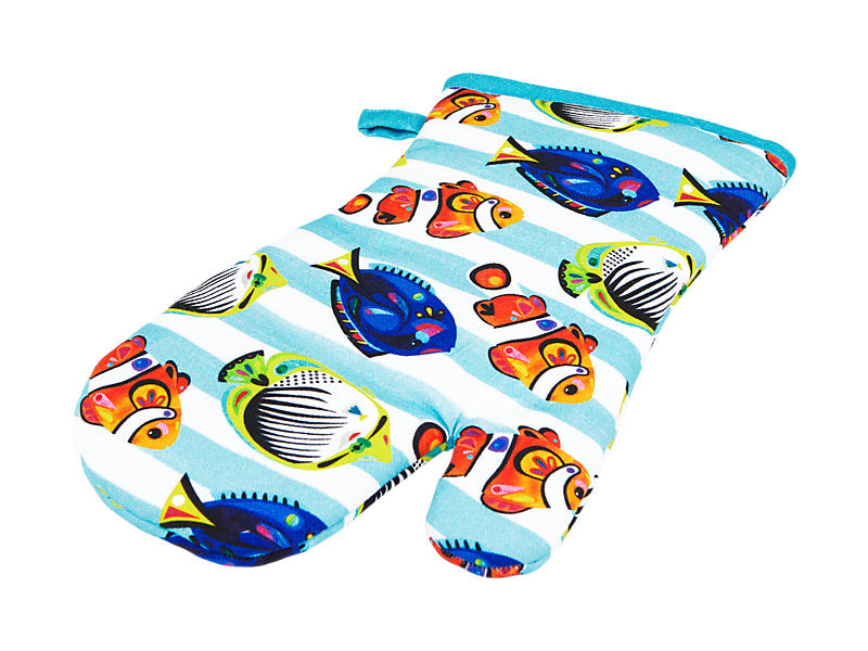 Maxwell & Williams Pete Cromer Ozzie Ocean Cotton Oven Glove Blue