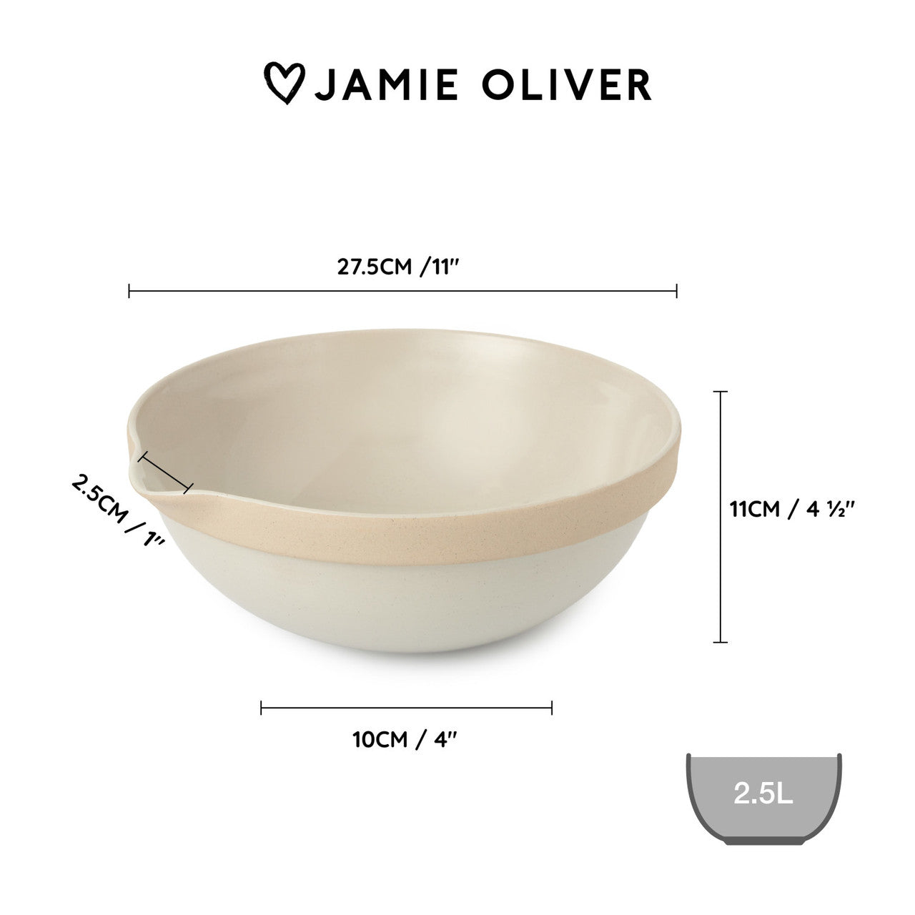Jamie Oliver Big Love 2.5L Mega Mixing Bowl White