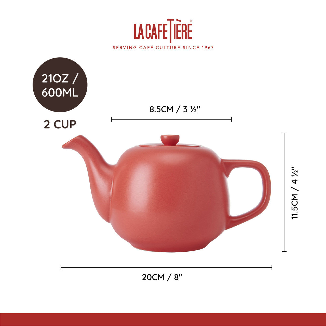 La Cafetière Ceramic Teapot 600ml (Red)