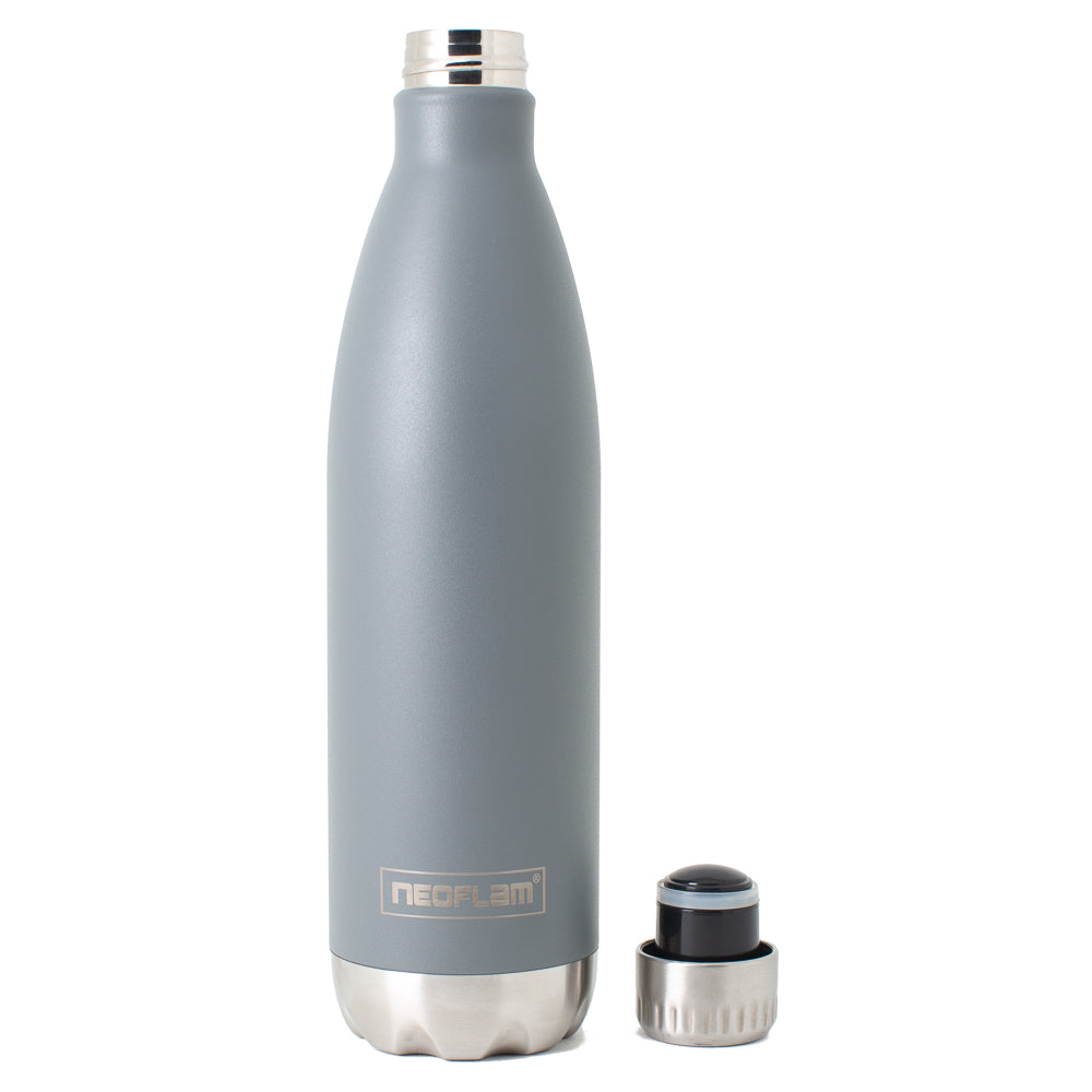 750ml Neoflam Classic Stainless Steel Double Walled and Vacuum Insulated Water Bottle Grey