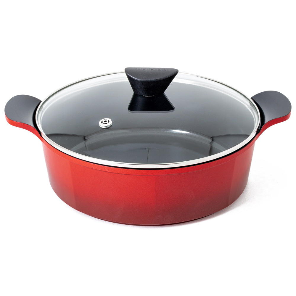Neoflam Venn 28cm Low Casserole Induction Red 5.0L