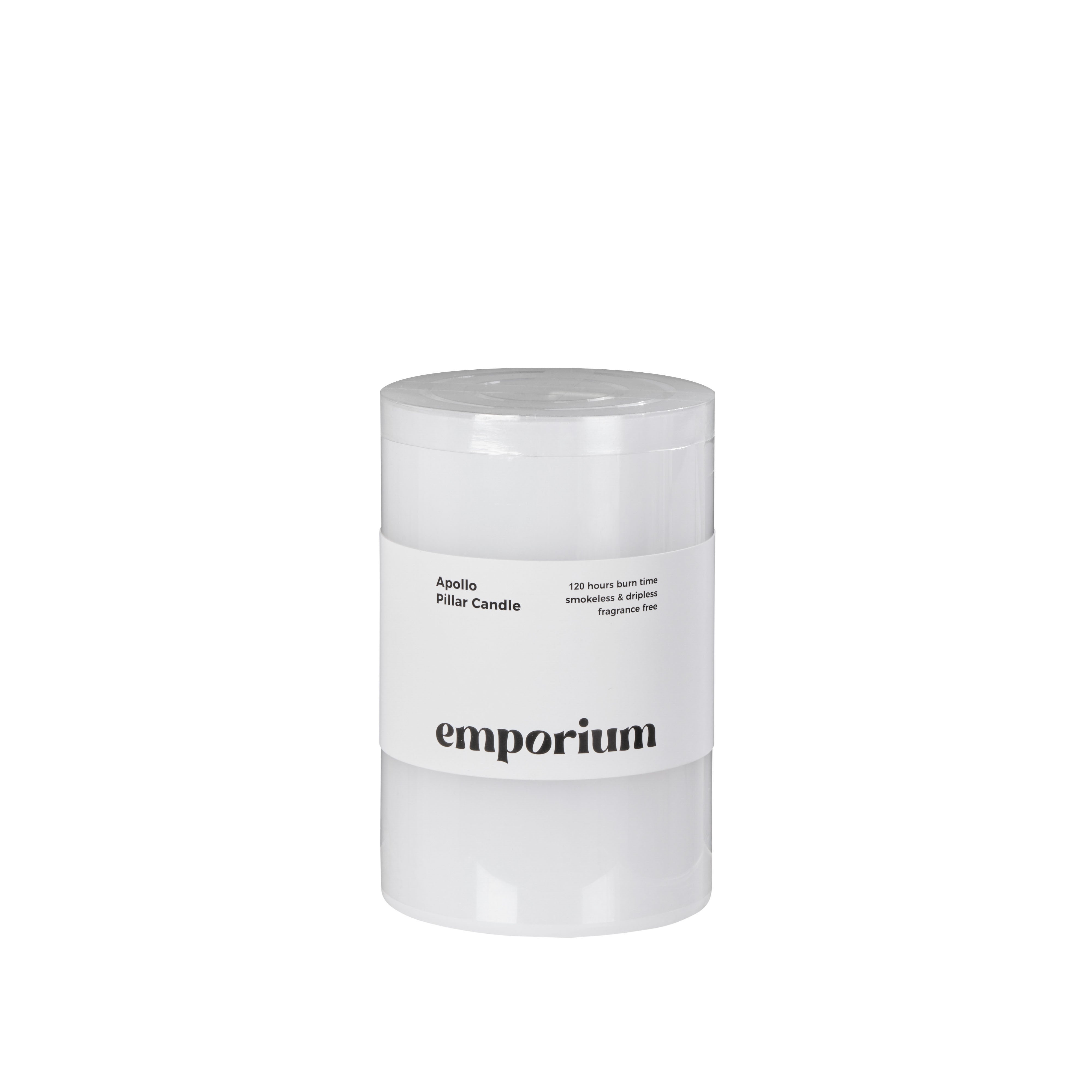 Emporium Apollo Pillar Candle 10 x 15cm White
