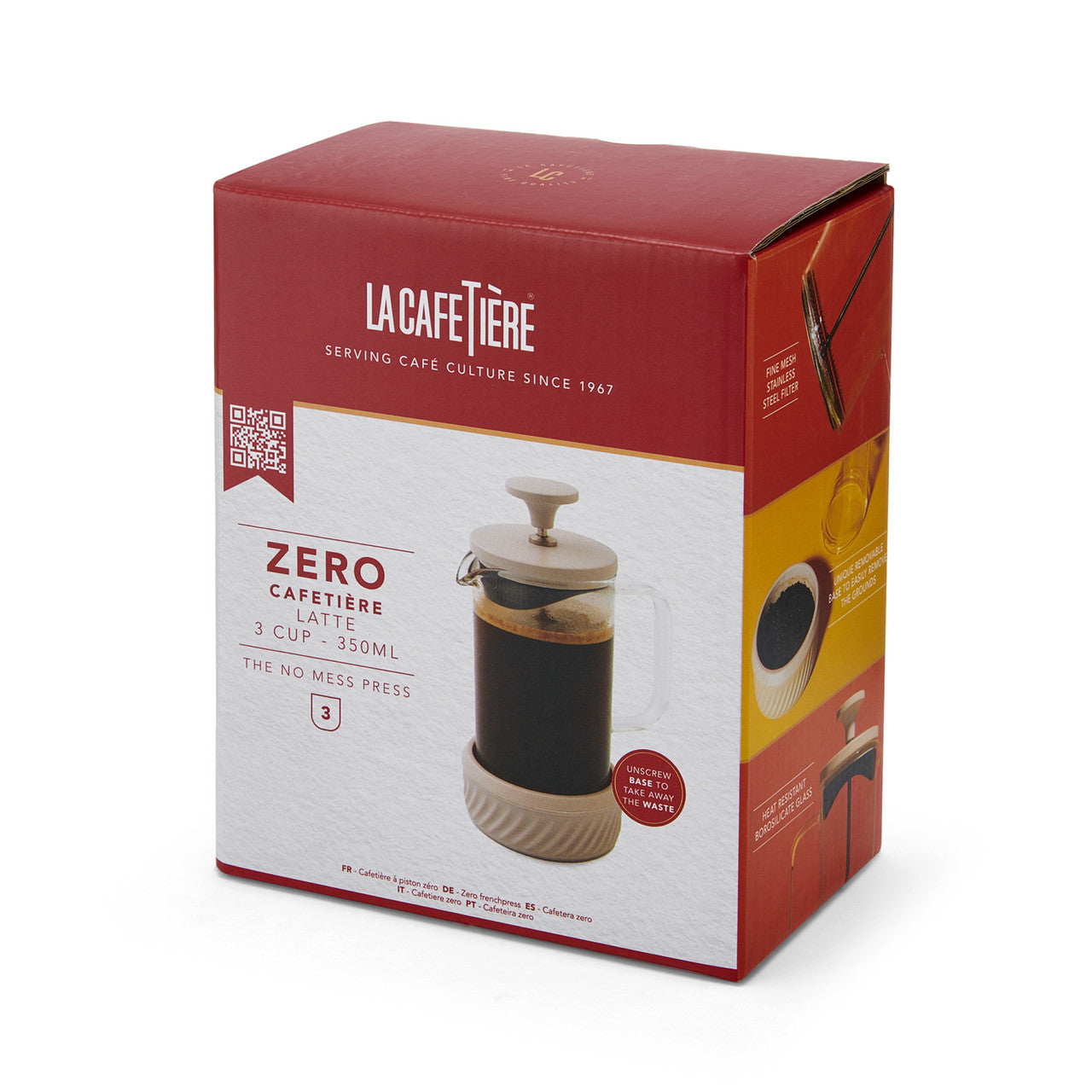 La Cafetière Zero Glass Cafetière 3 Cup / 350ml (Latte)
