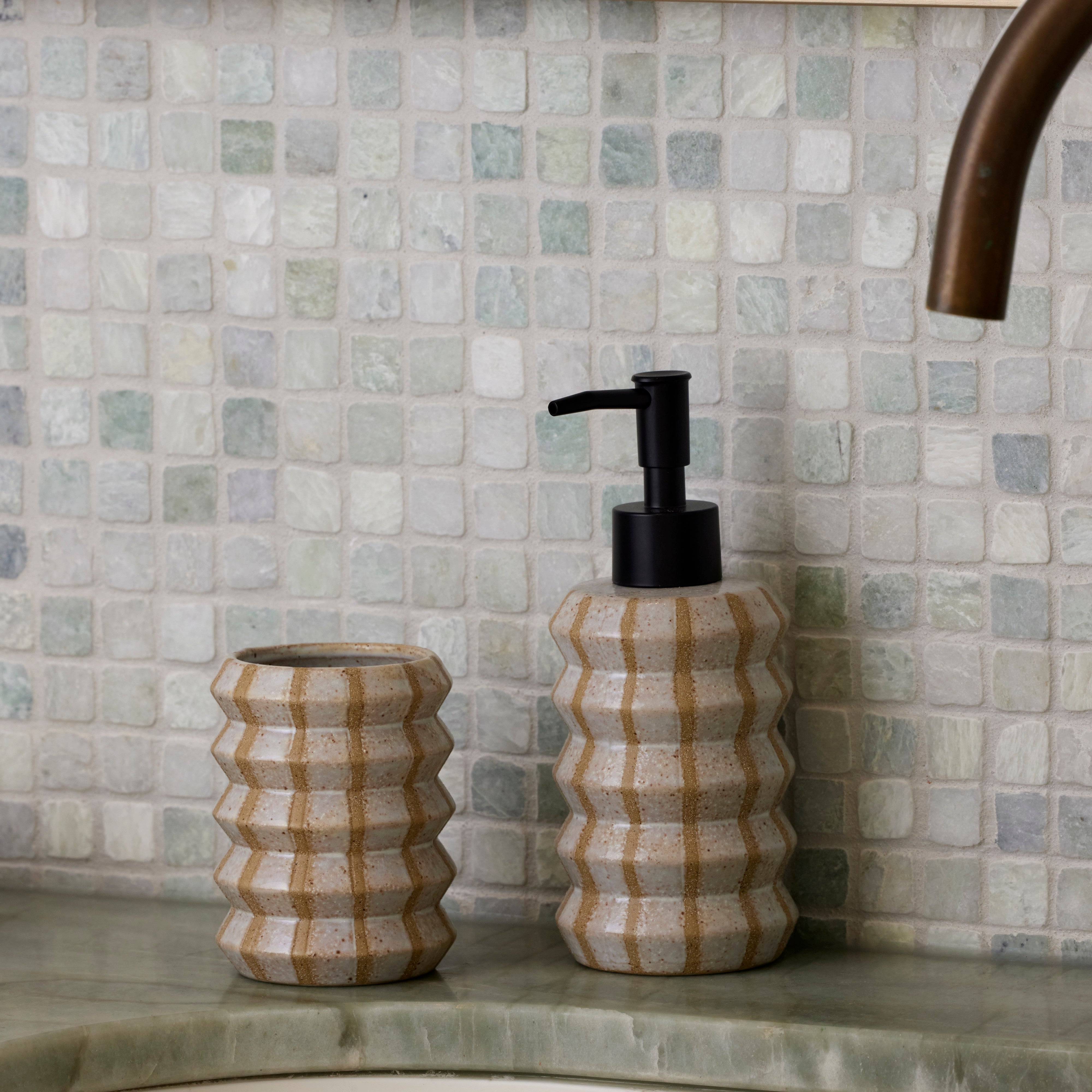 Amalfi Pippin Bathroom Tumbler White & Natural